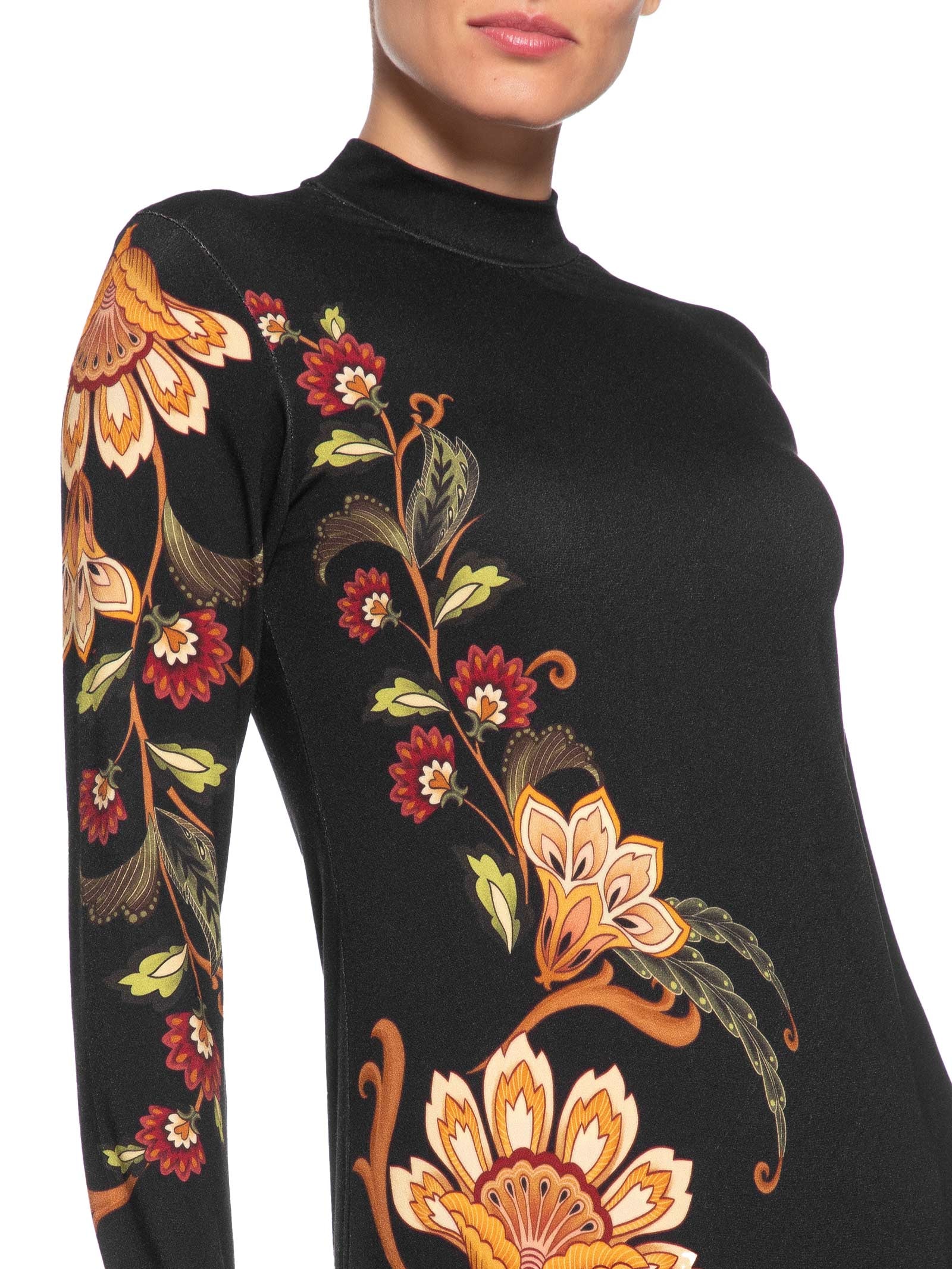 Vestido Midi Jardim Majestoso Preto Farm