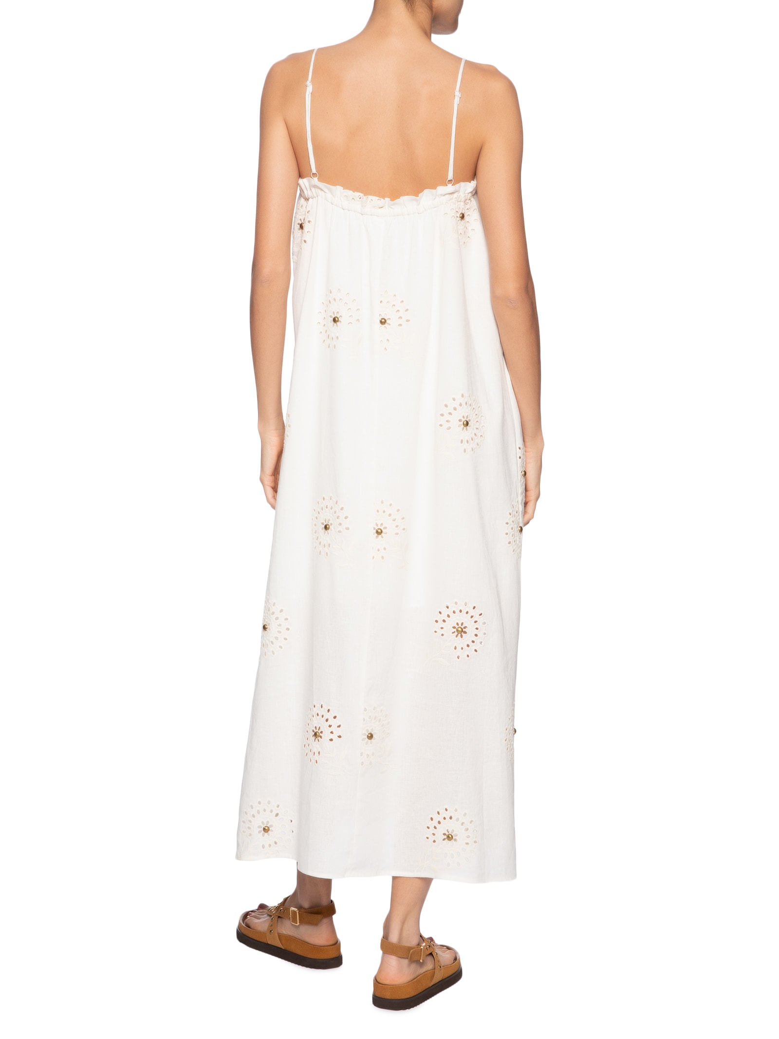 Vestido Midi Laise Tachas Branco Maria Filó