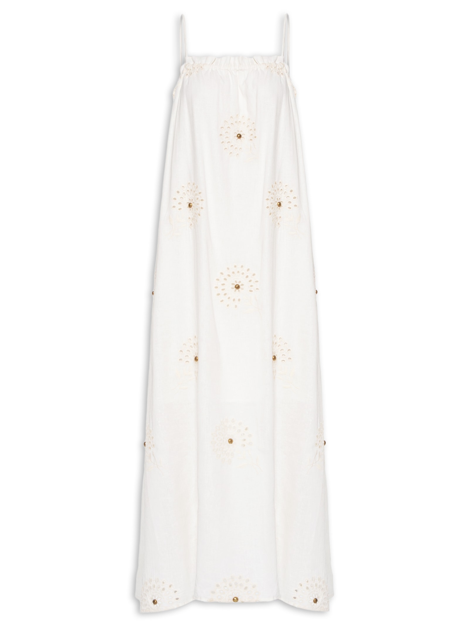 Vestido Midi Laise Tachas Branco Maria Filó