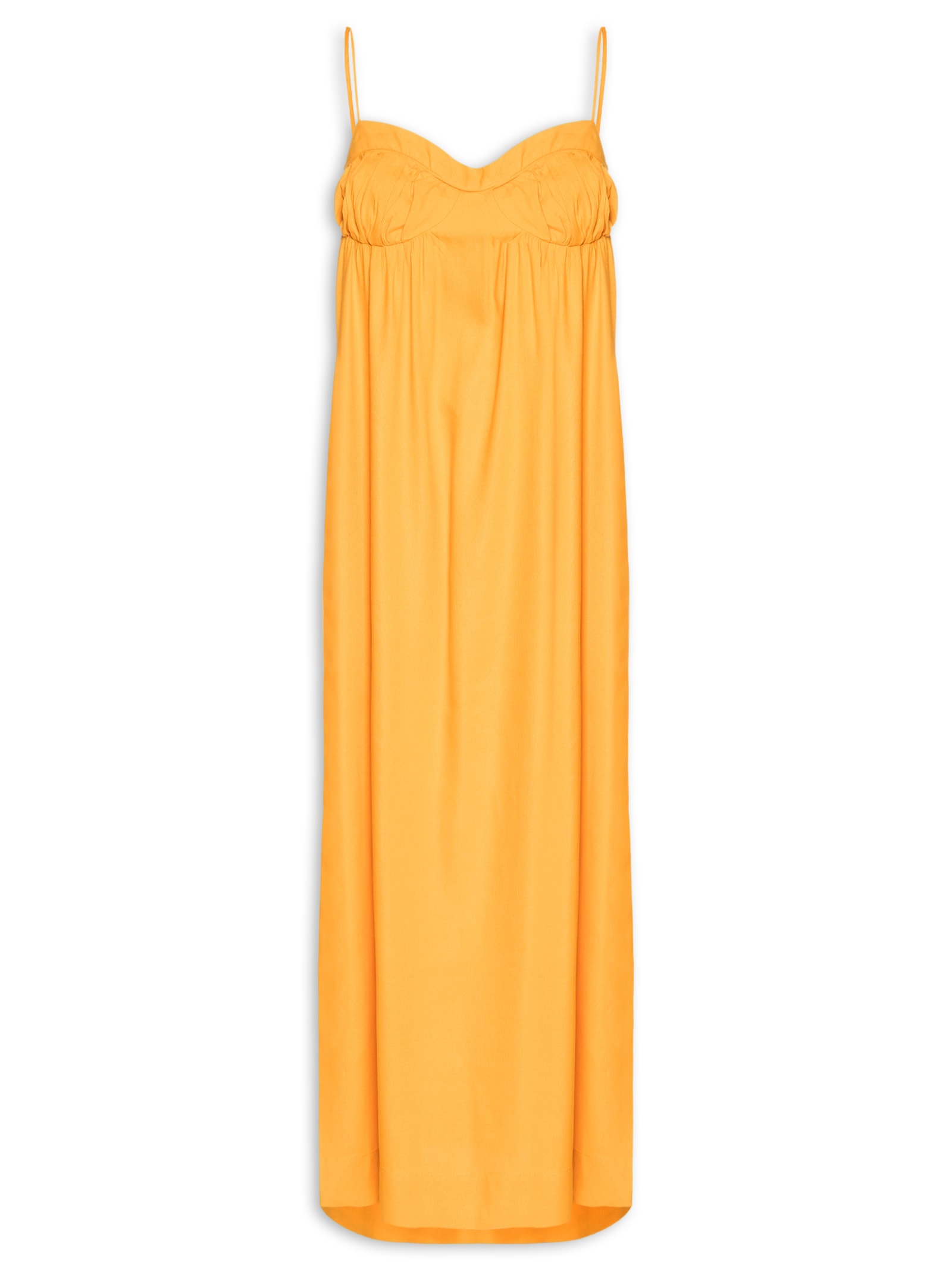 Vestido Midi Laranja Busto Franzido Laranja Animale