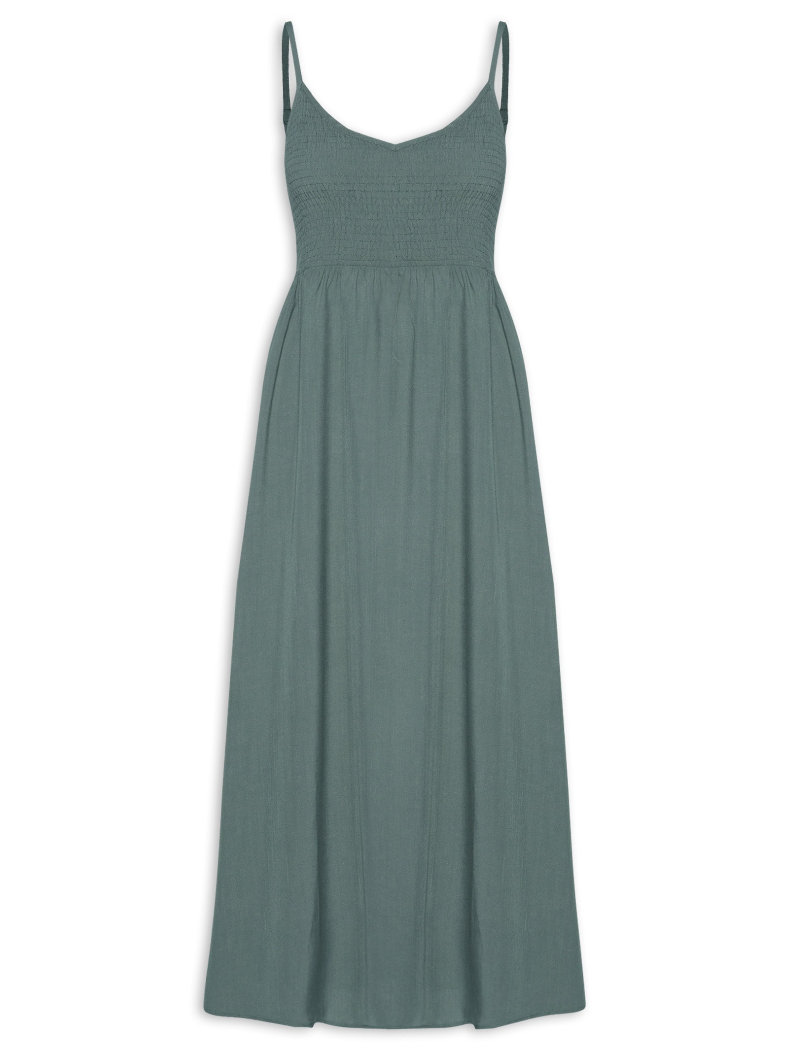 Vestido Midi Lastex Acinturado Verde Basiq