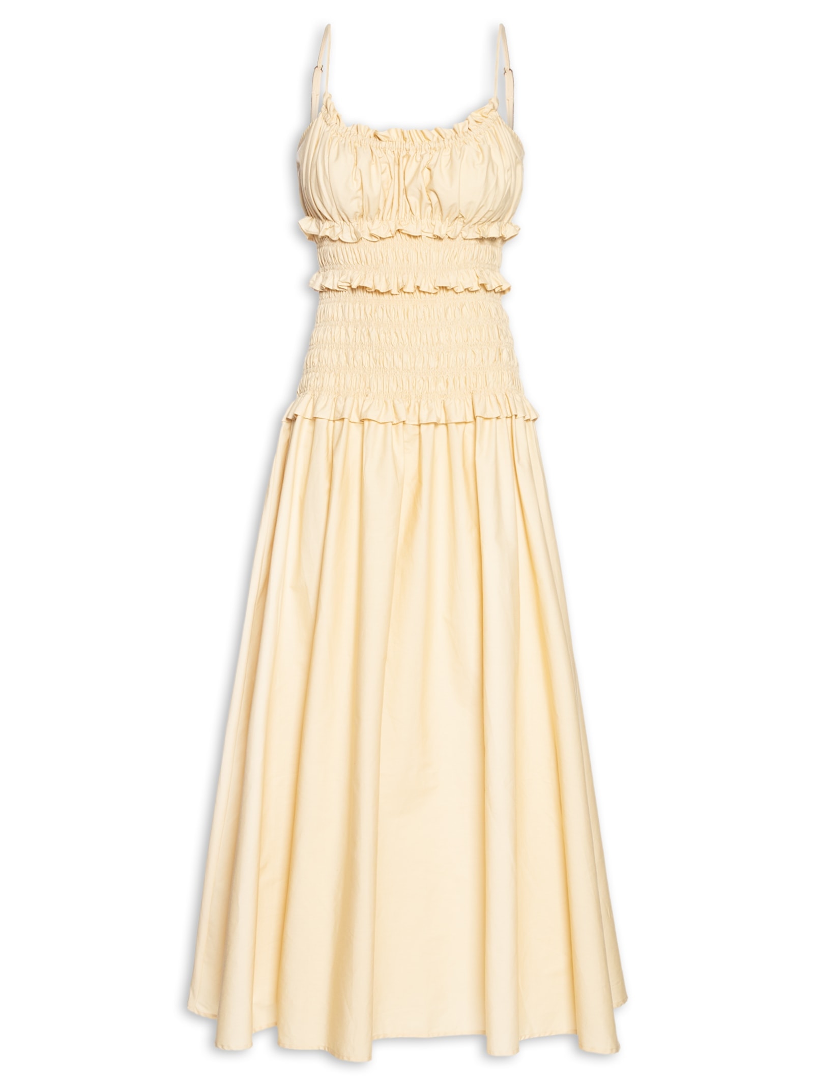 Vestido Midi Lastex Alcinhas Amarelo Farm