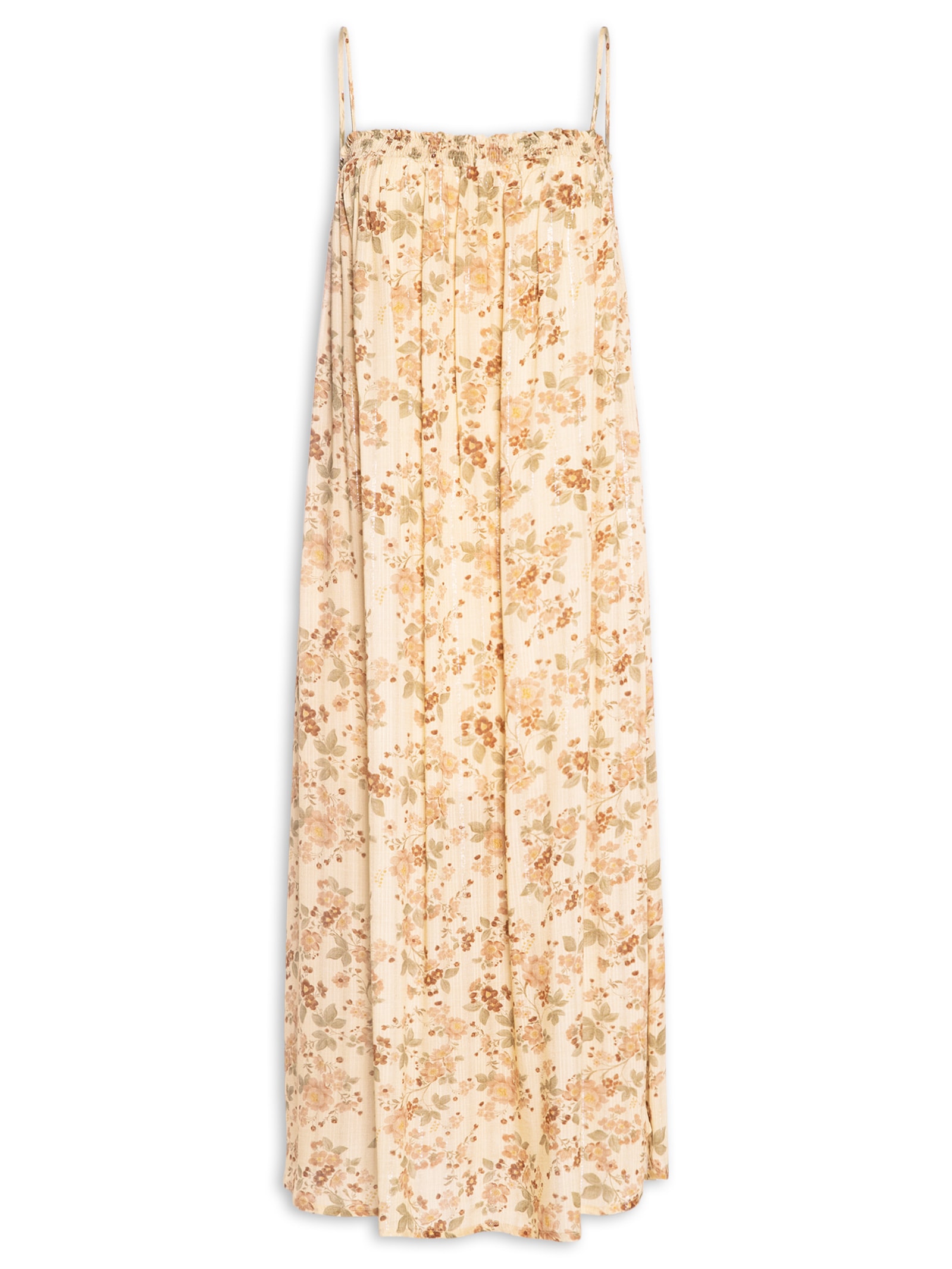 Vestido Midi Lastéx Estampa Blush Bege Maria Filó