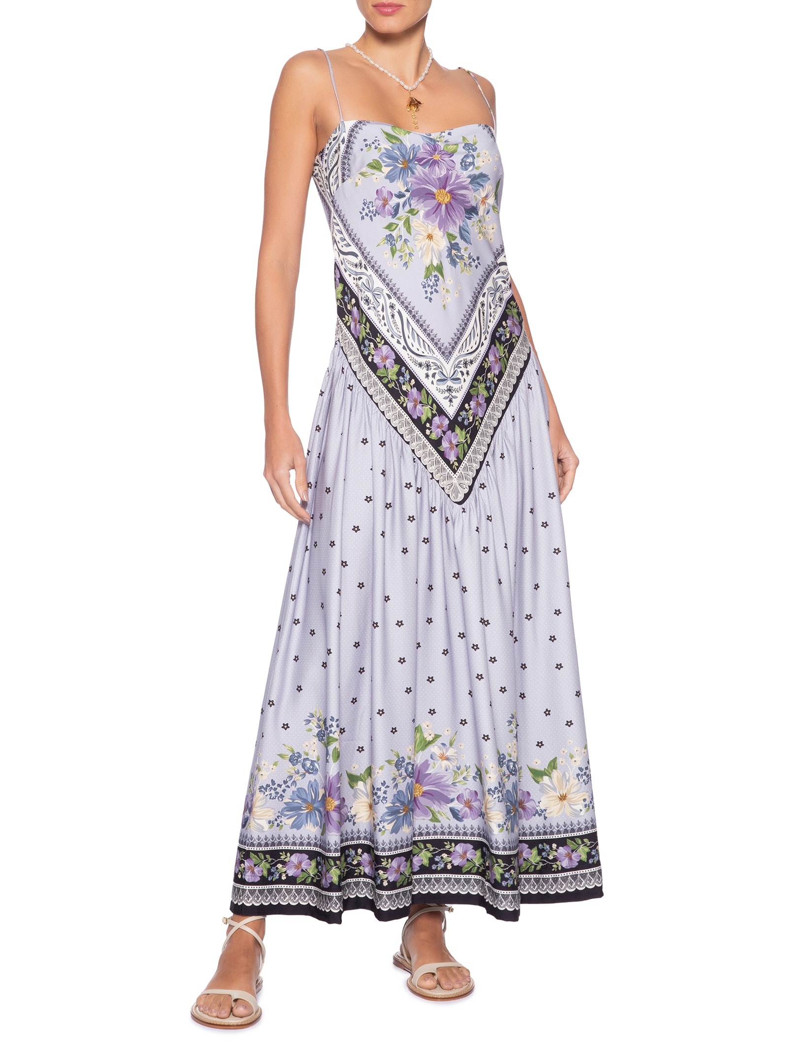 Vestido Midi Lenço Alina Roxo Farm