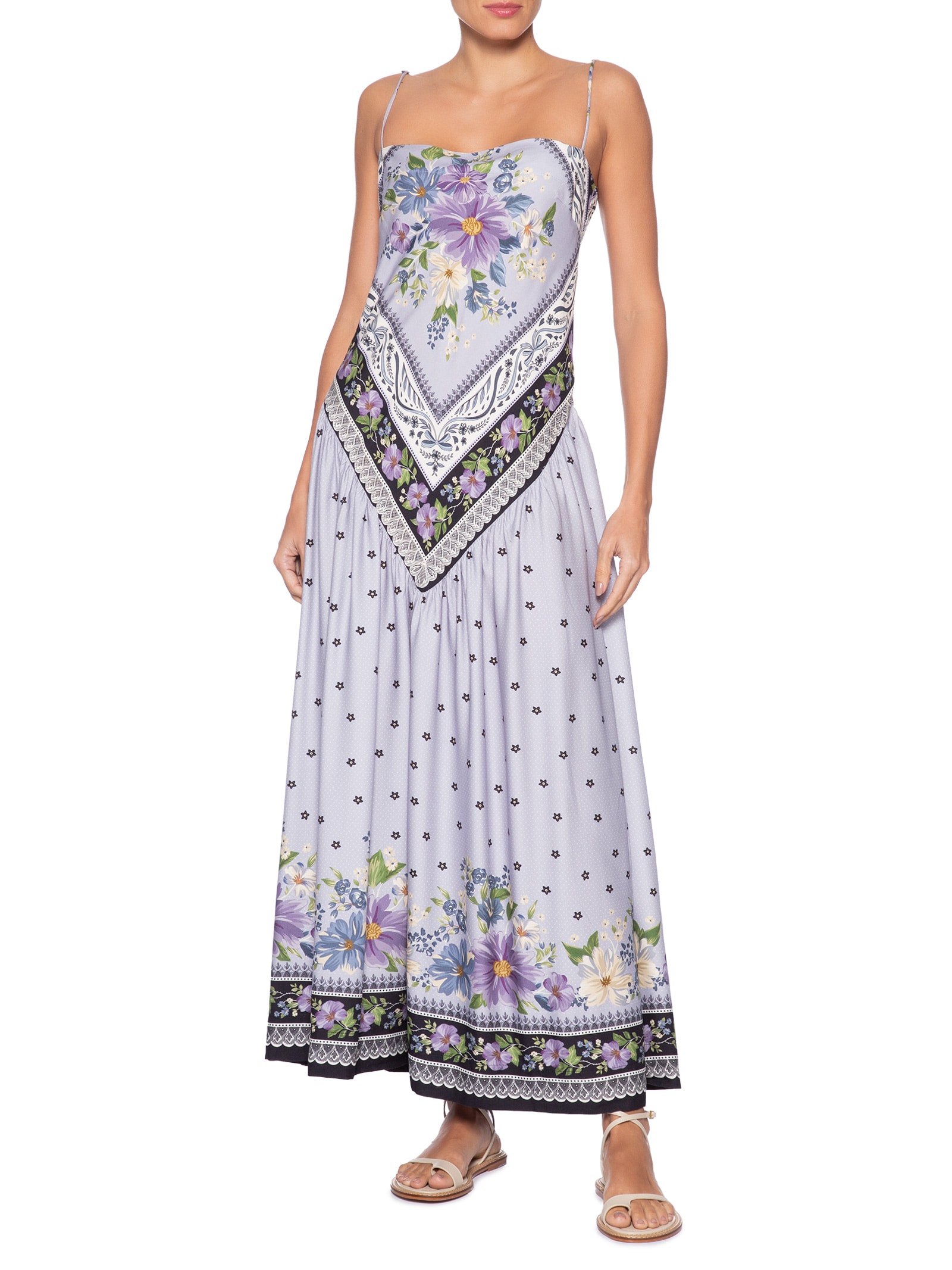 Vestido Midi Lenço Alina Roxo Farm