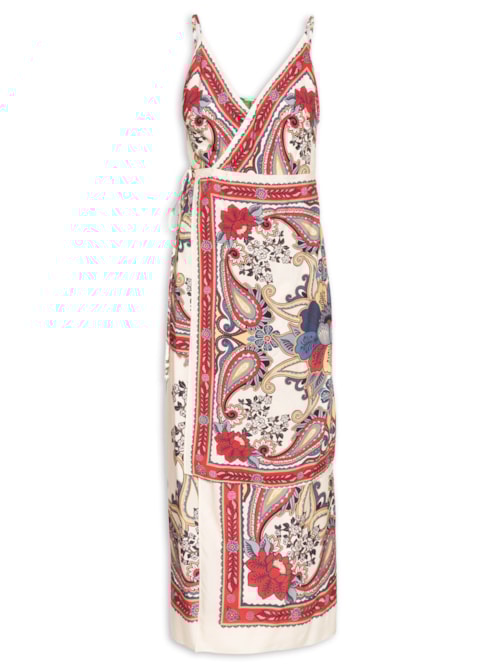 Vestido Midi Lenço Borboleta Retro – Off White