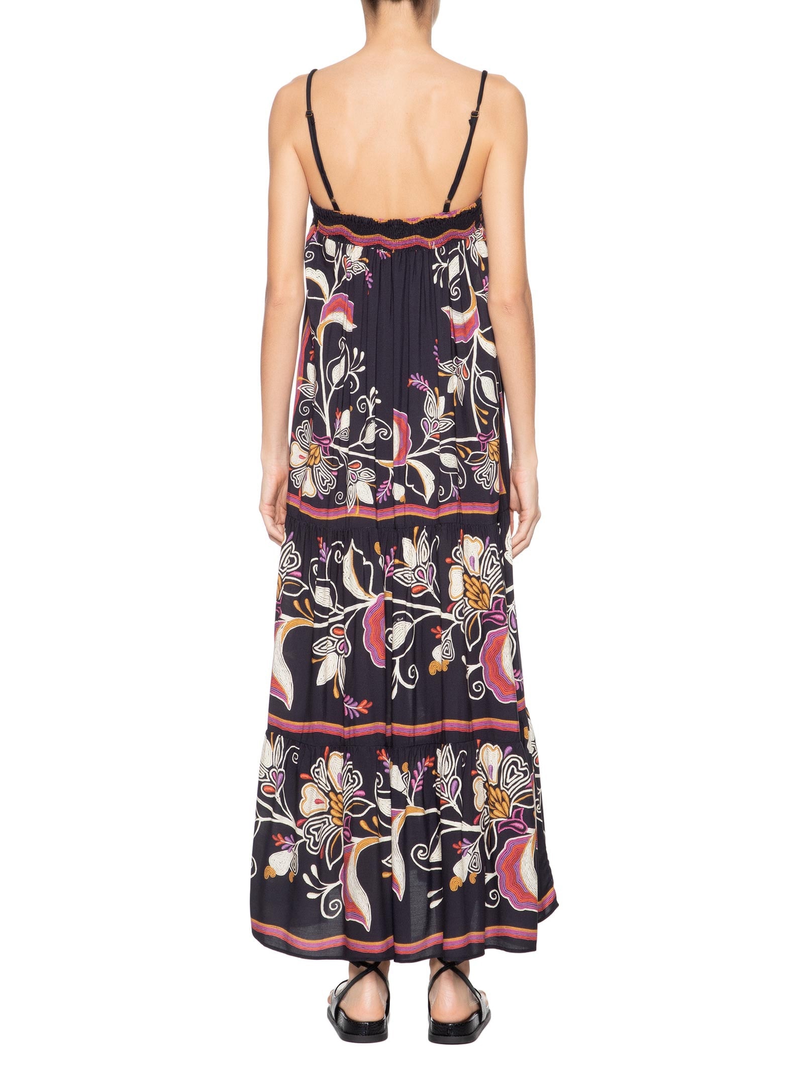 Vestido Midi Lenço Lia Preto Farm