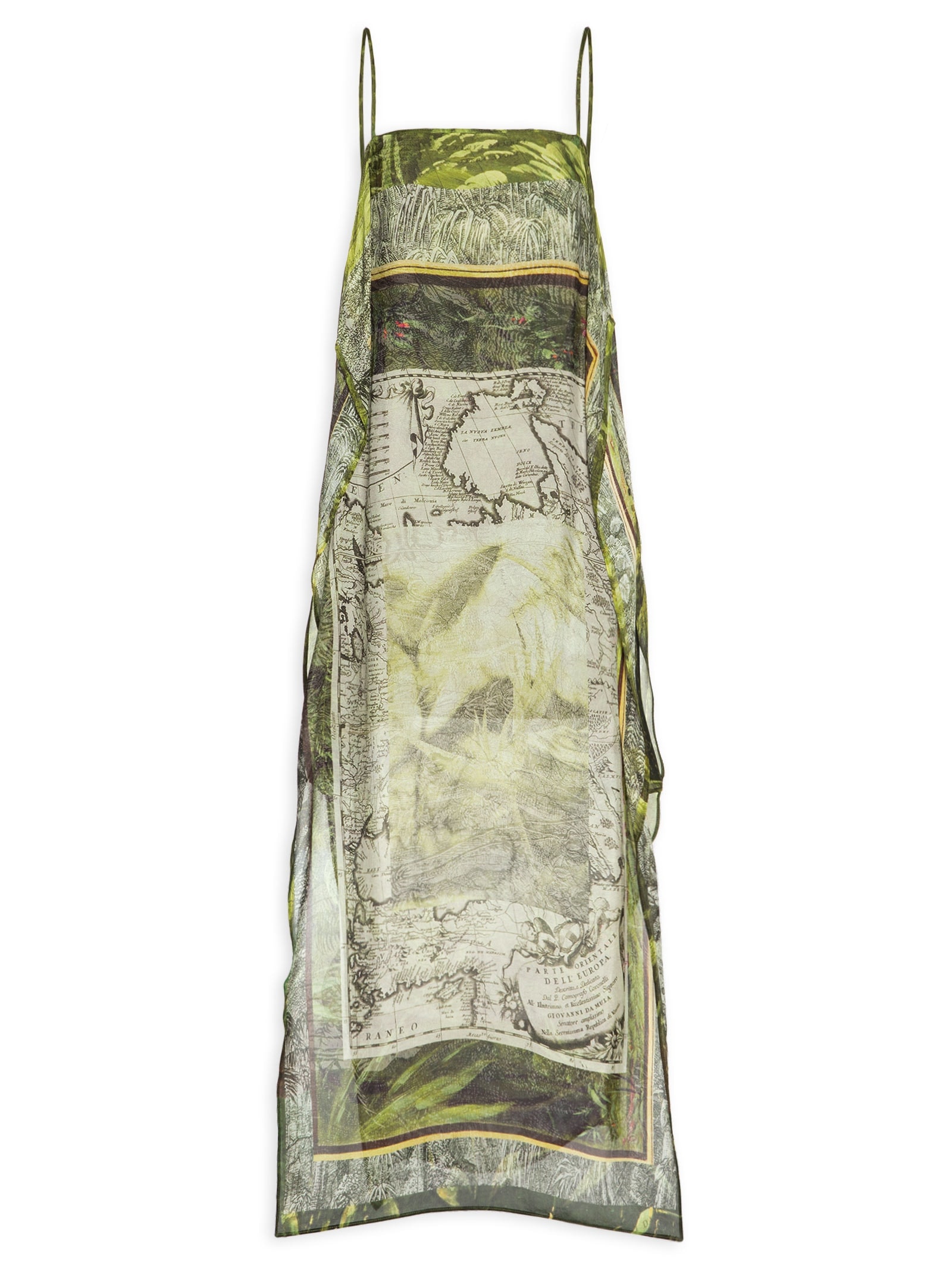 Vestido Midi Lenço Mapa Verde Animale