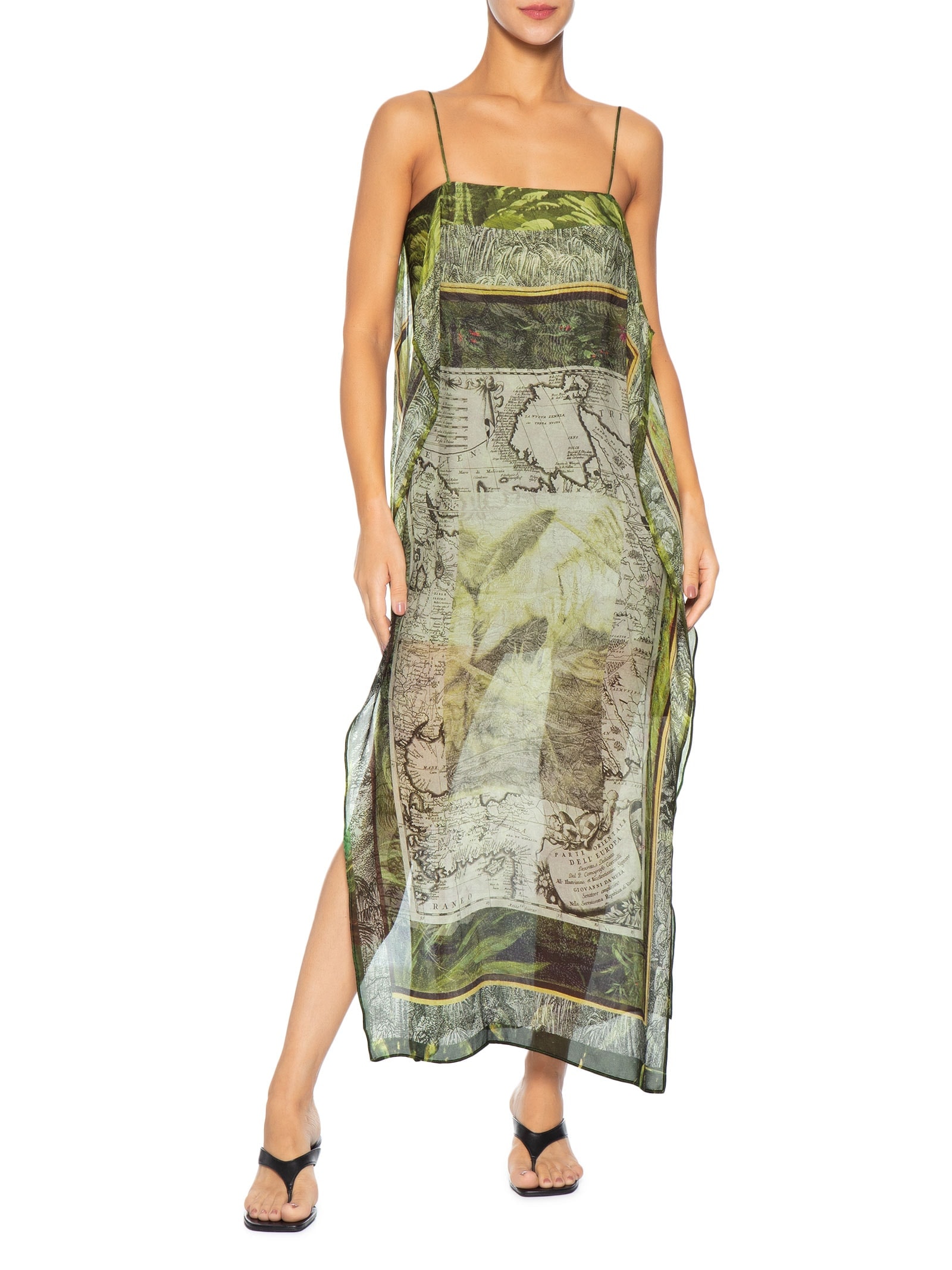 Vestido Midi Lenço Mapa Verde Animale