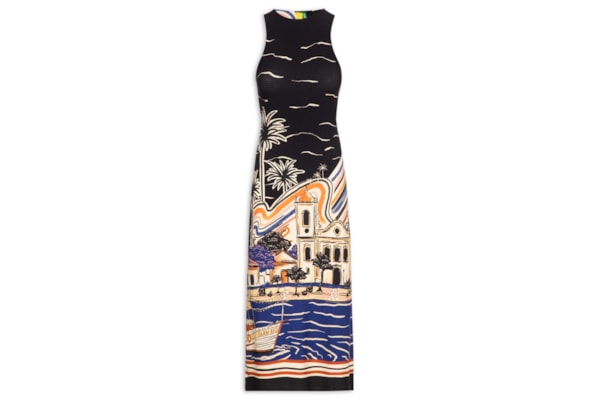 Vestido Midi Lenço Paraty - Preto