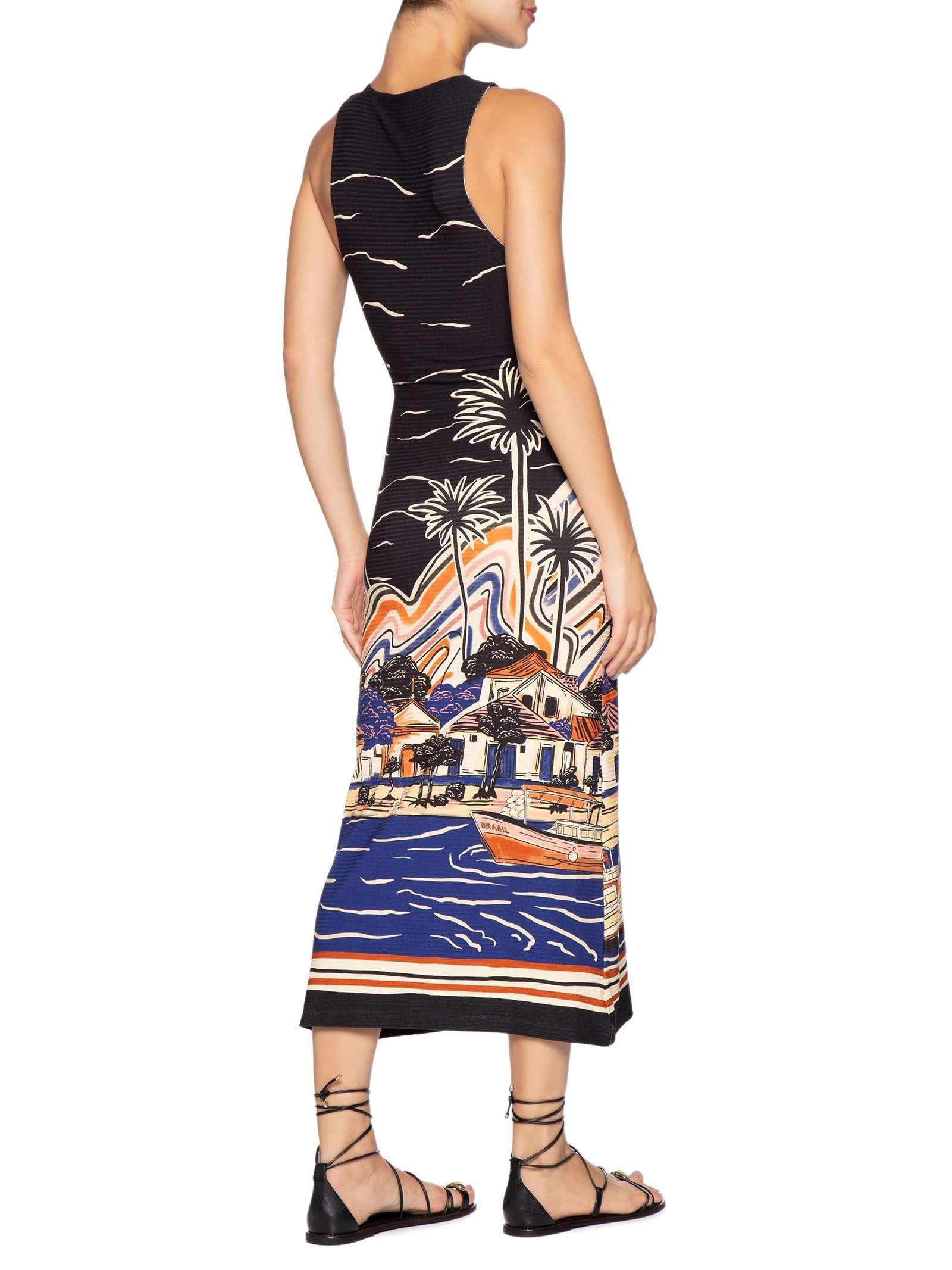Vestido Midi Lenço Paraty Preto Farm