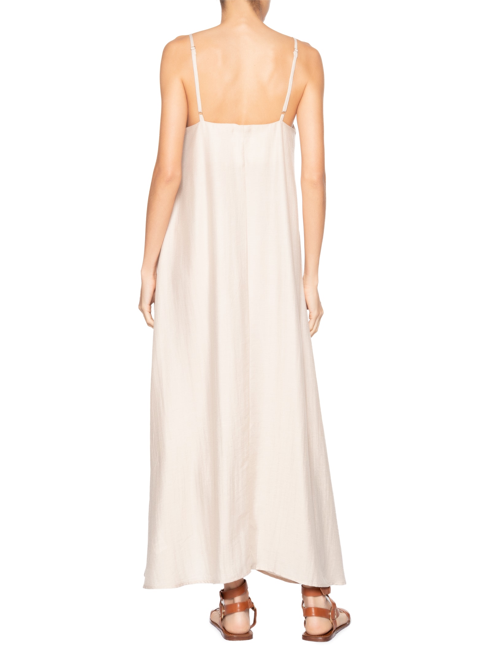 Vestido Midi Leve Alcinha Bege Basiq