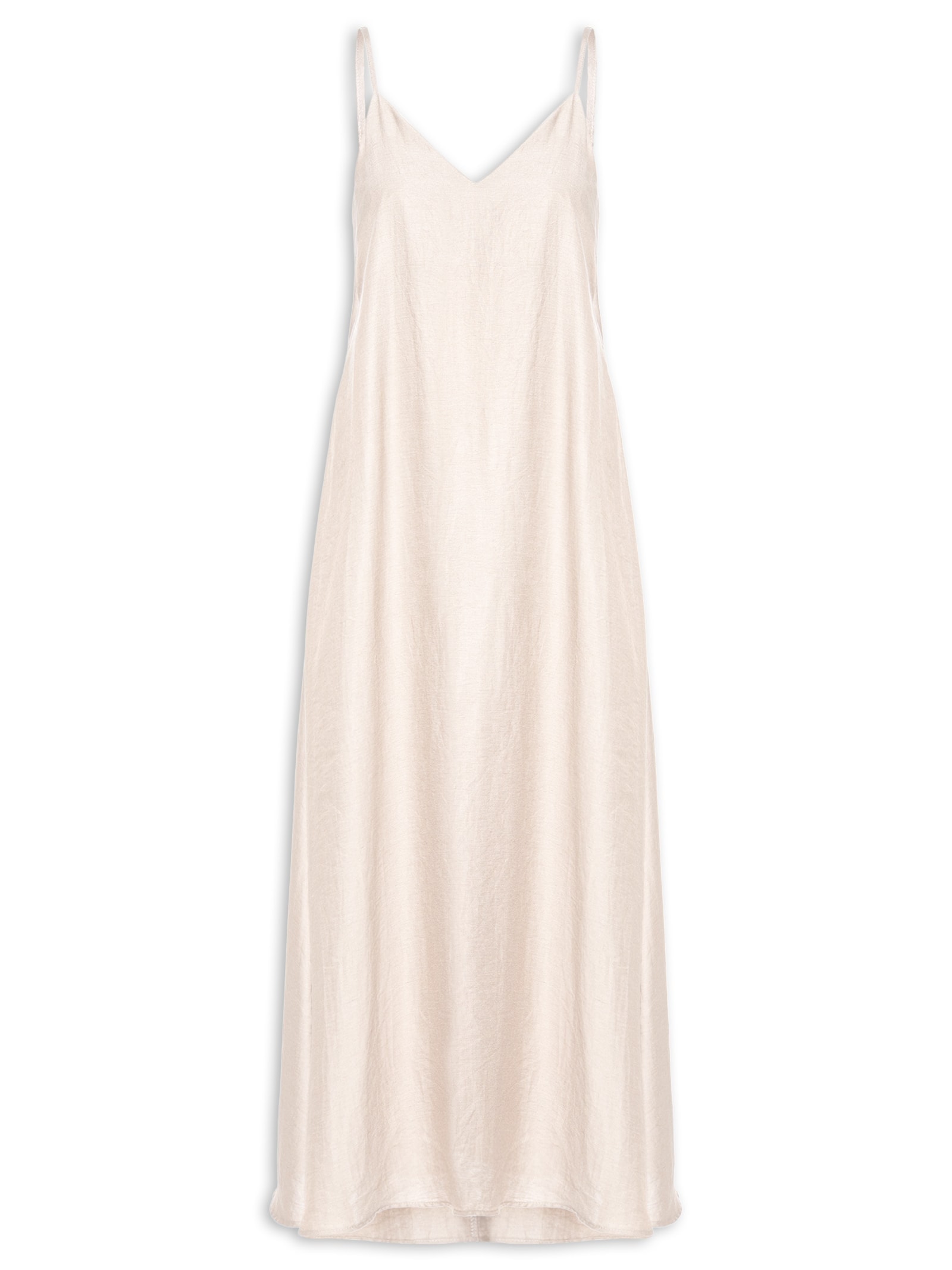 Vestido Midi Leve Alcinha Bege Basiq