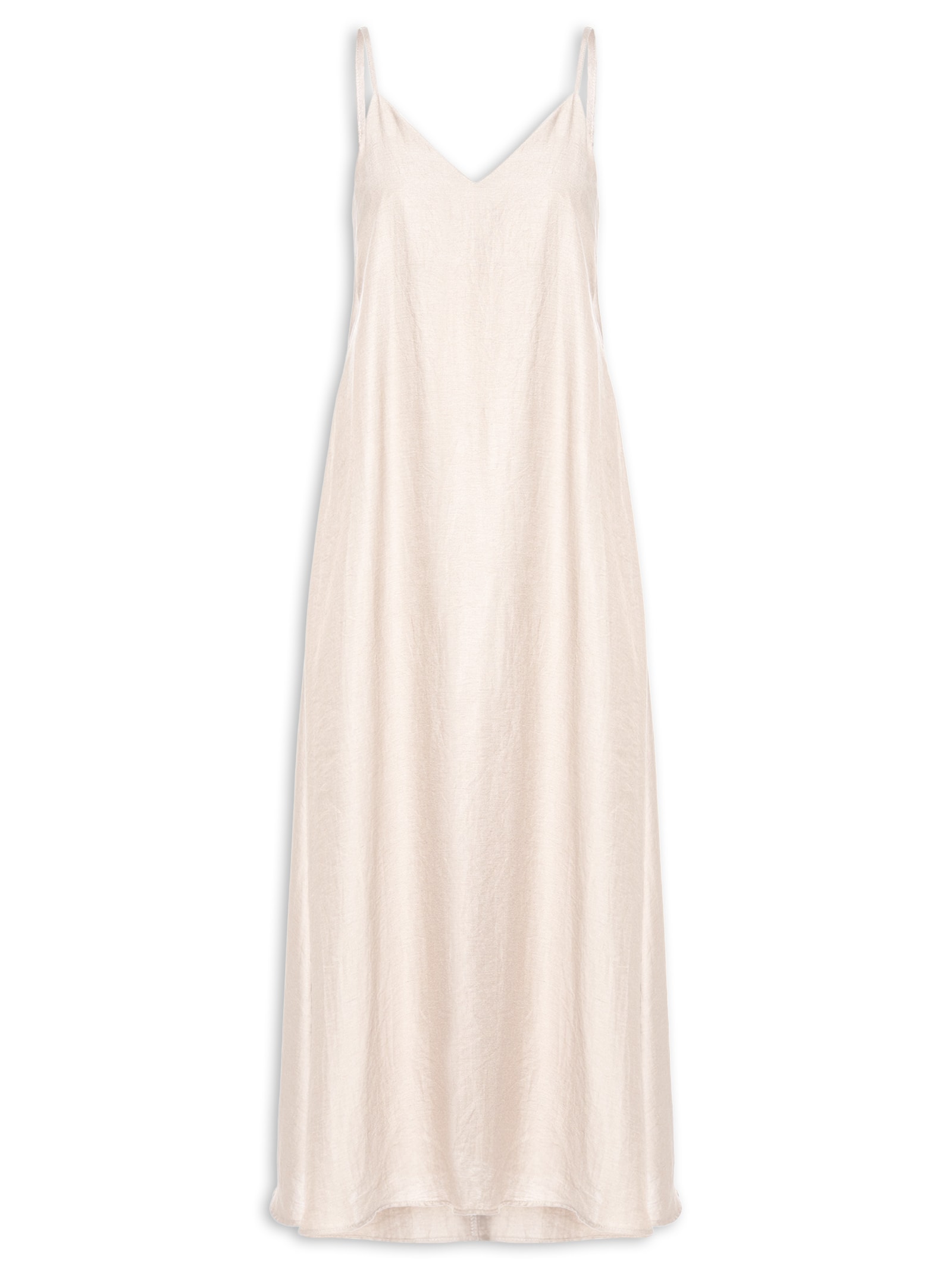 Vestido Midi Leve Alcinha Bege Basiq