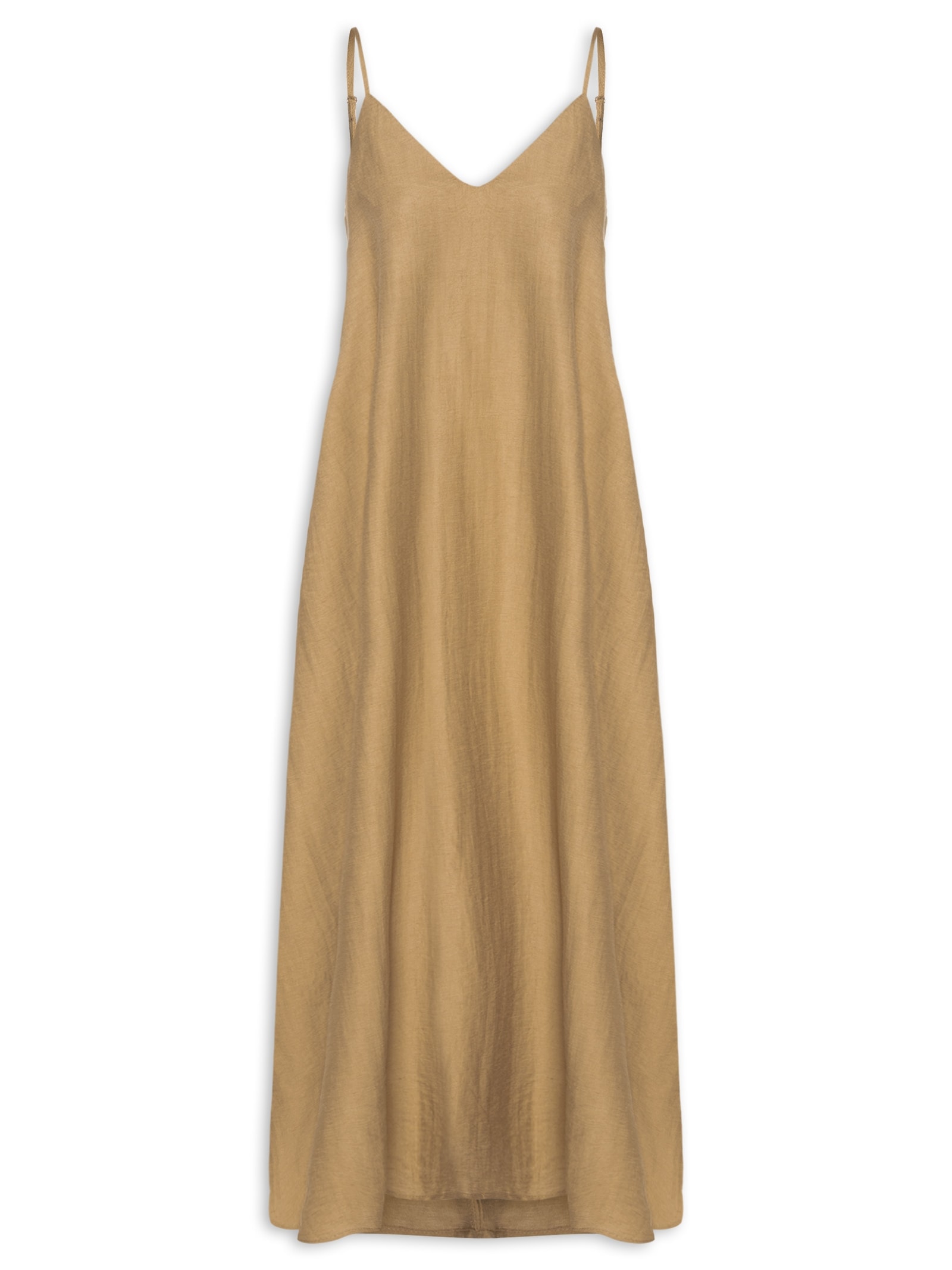 Vestido Midi Leve Alcinha Bege Basiq