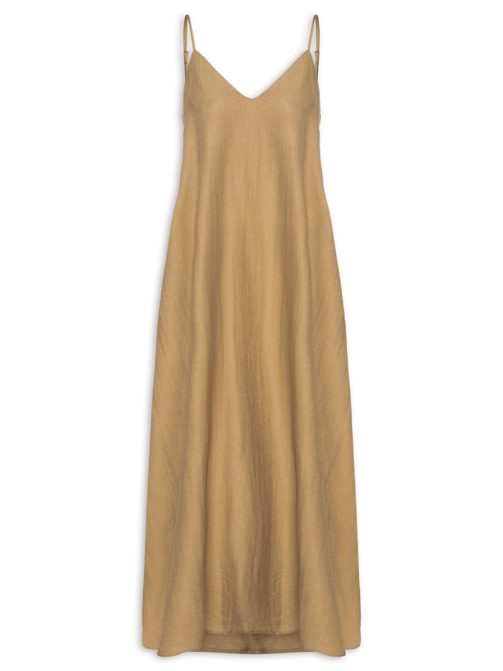 Vestido Midi Leve Alcinha Bege Basiq