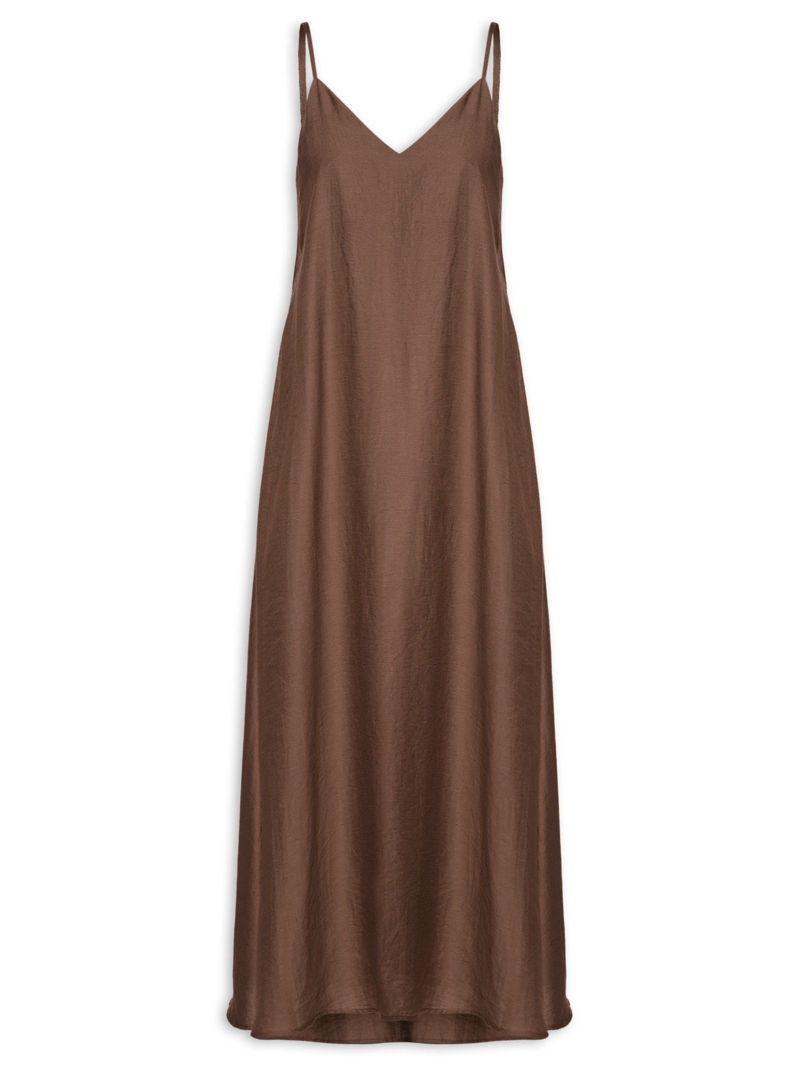 Vestido Midi Leve Alcinha Marrom Basiq