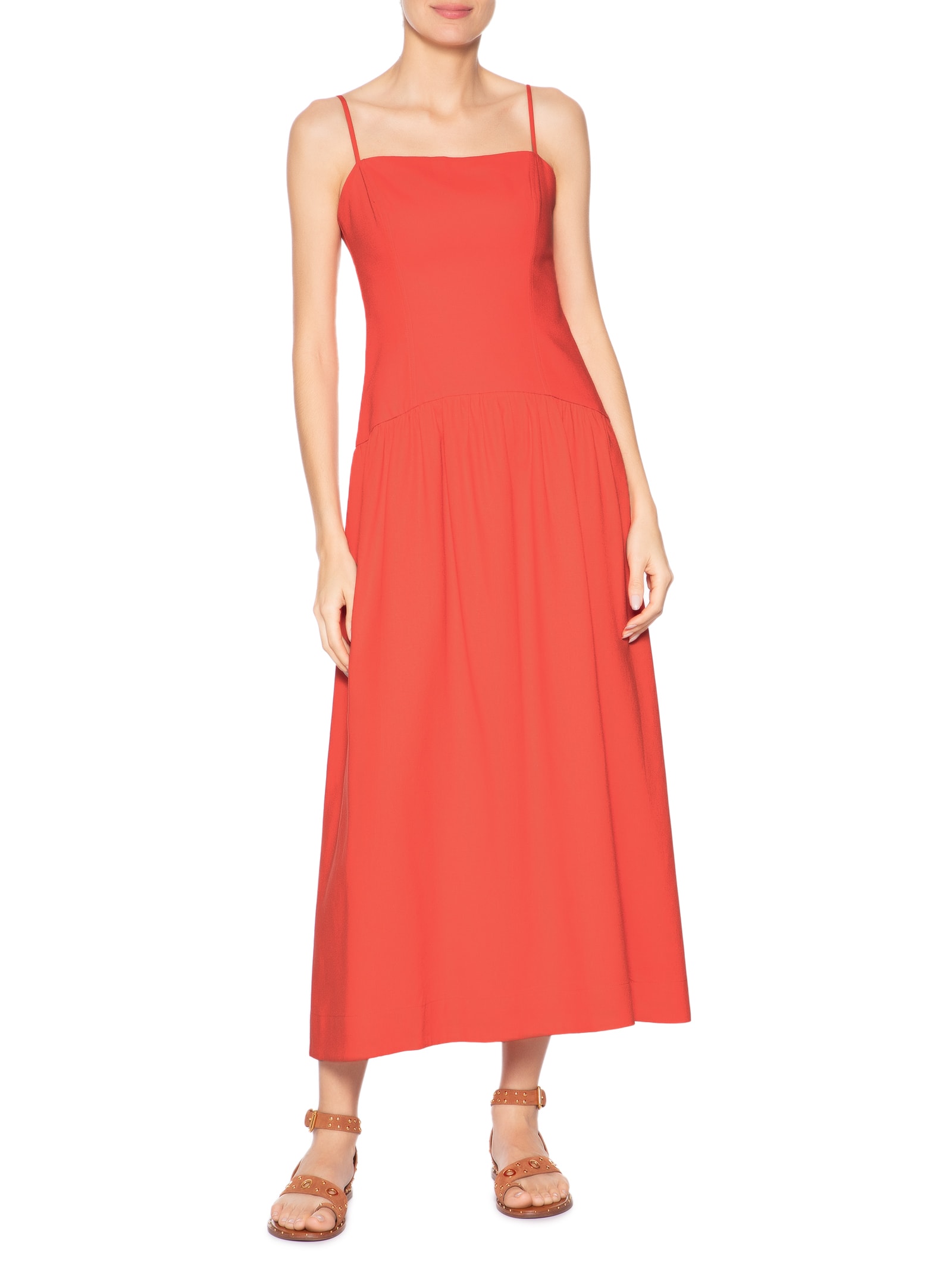 Vestido Midi Linho Corset Vermelho Dress To