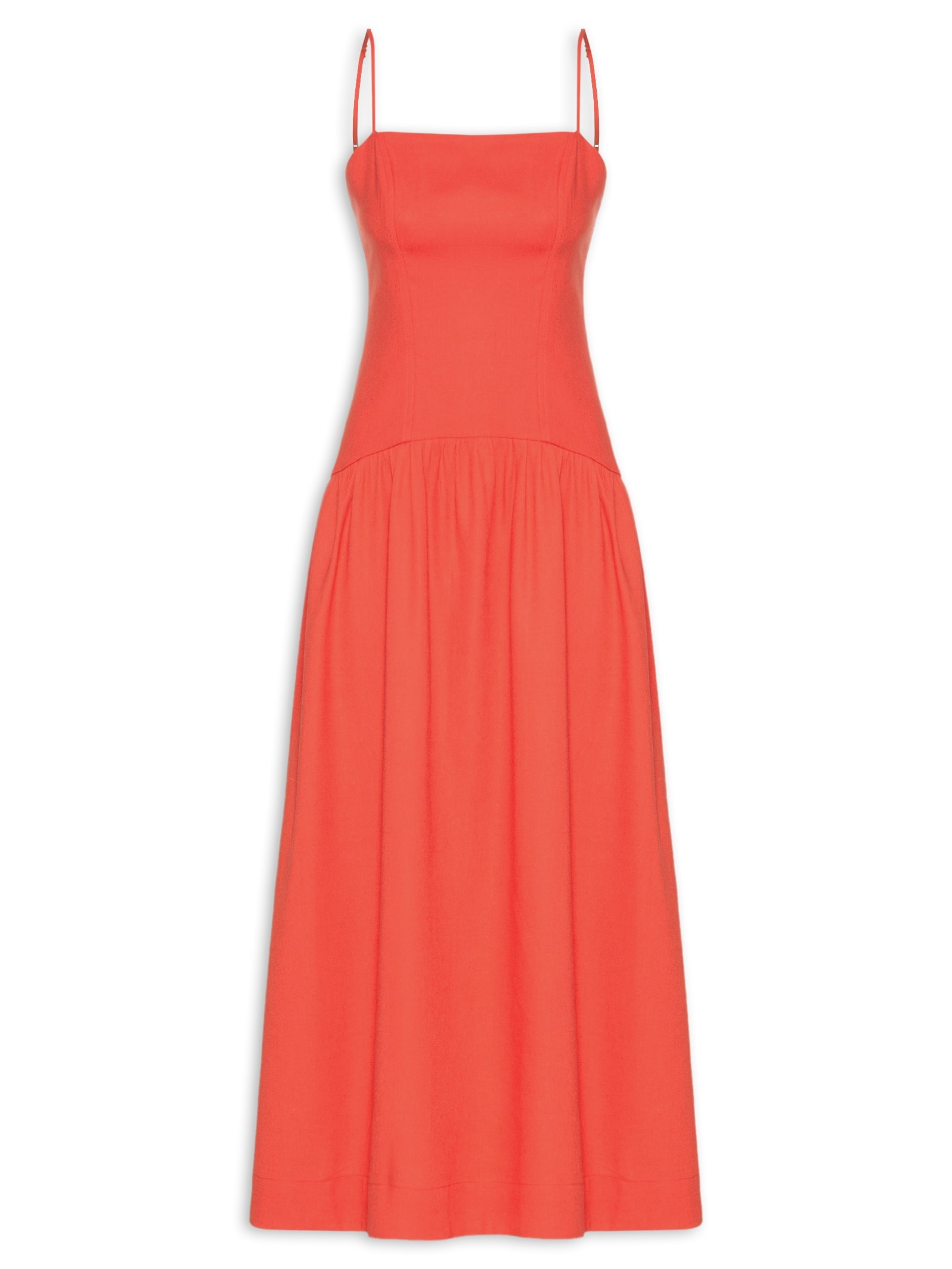 Vestido Midi Linho Corset Vermelho Dress To