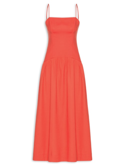 Vestido Midi Linho Corset – Vermelho