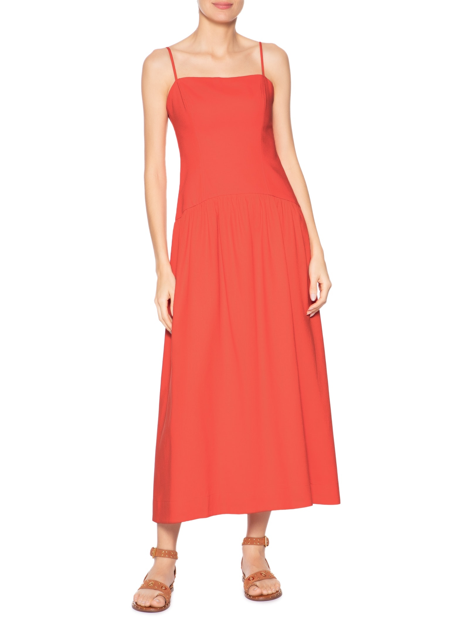 Vestido Midi Linho Corset Vermelho Dress To