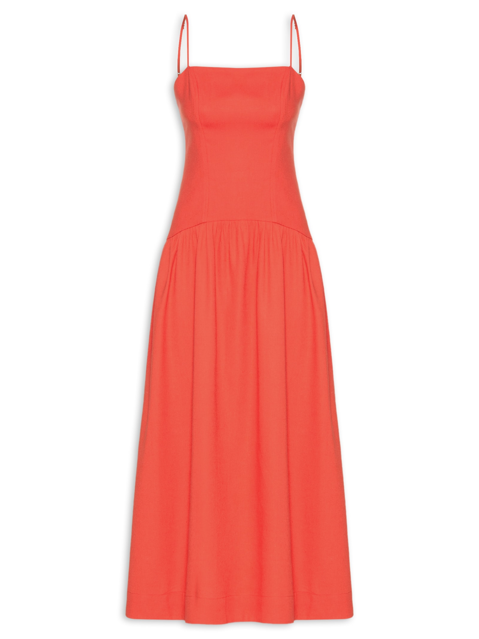 Vestido Midi Linho Corset Vermelho Dress To