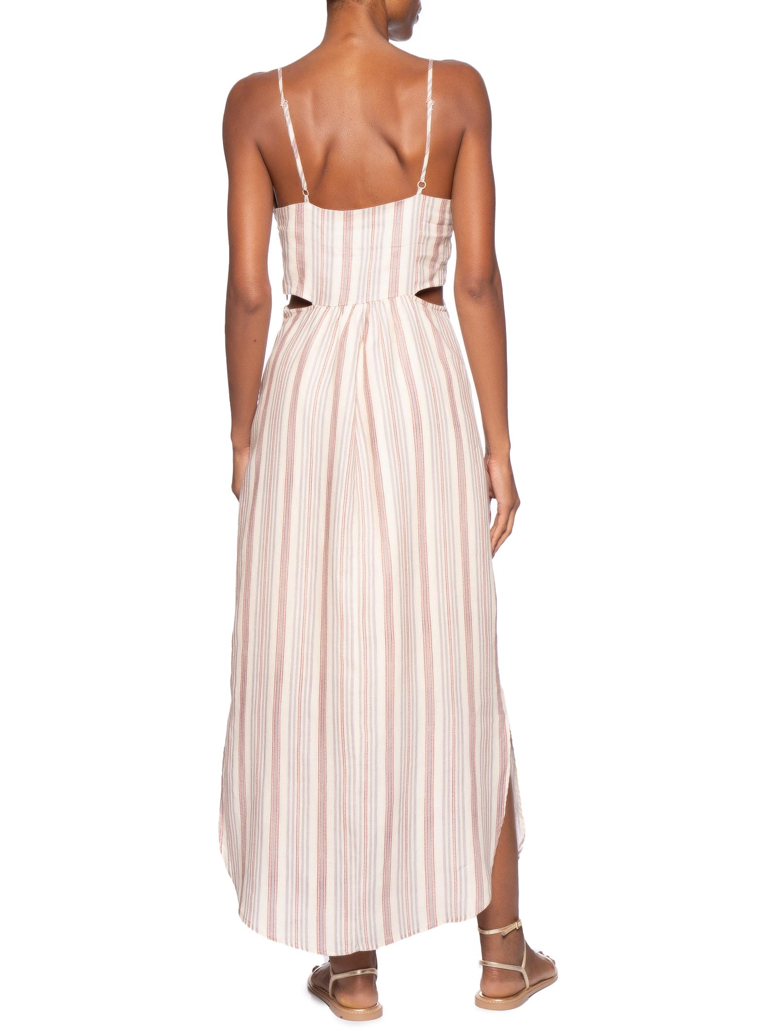 Vestido Midi Linho Estampa Jazzy Bege Maria Filó