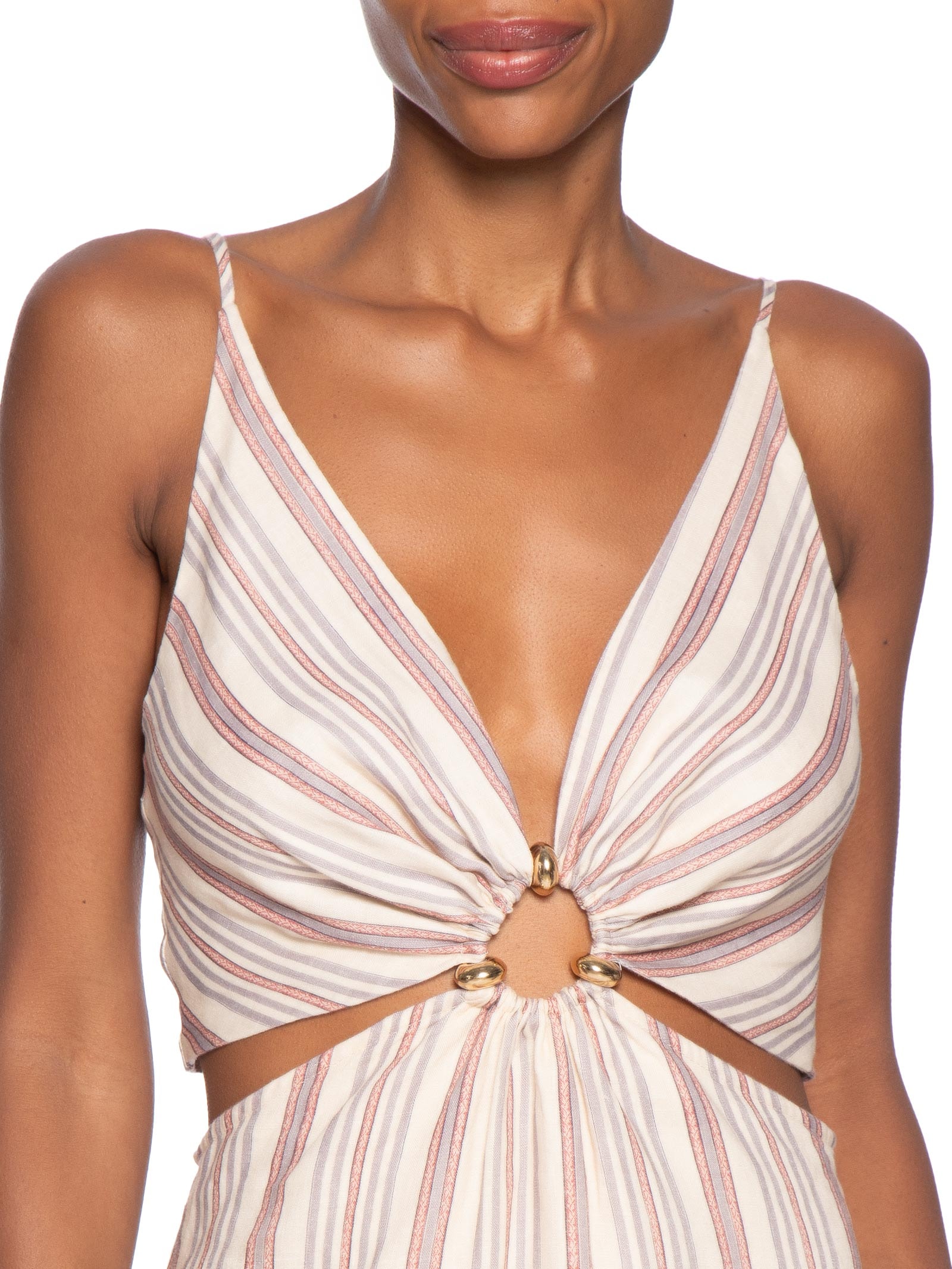 Vestido Midi Linho Estampa Jazzy Bege Maria Filó