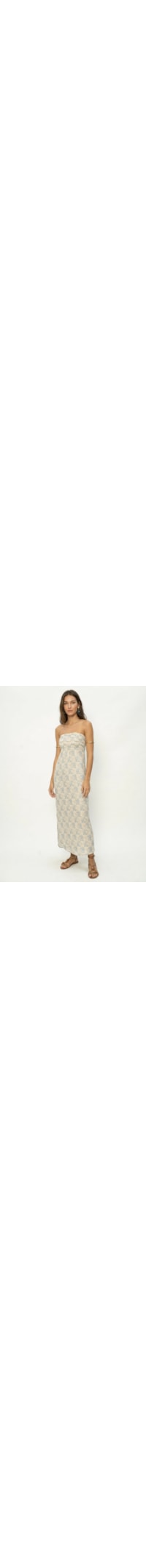 Vestido Midi Linho Estampa Melissa - Azul