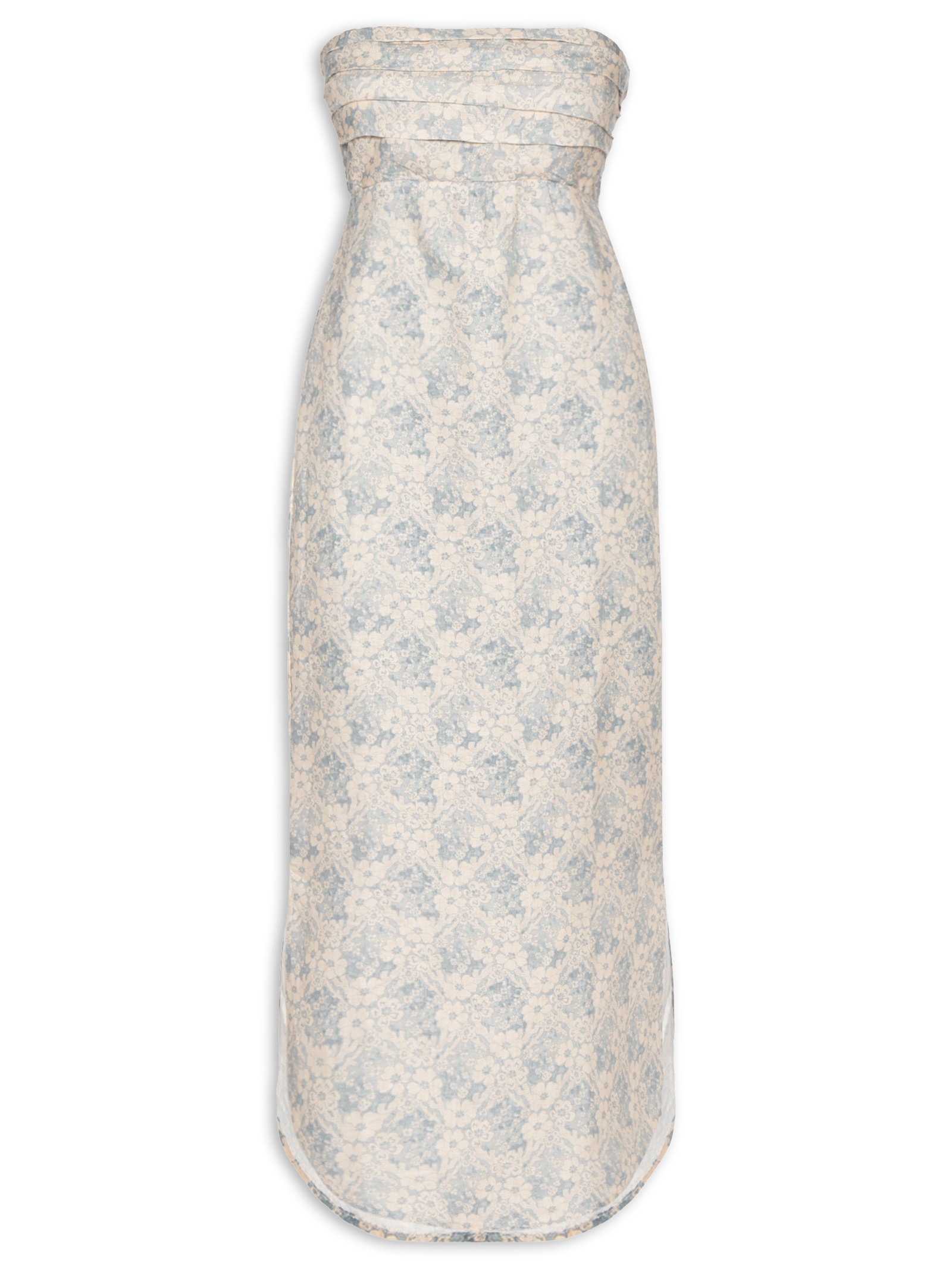 Vestido Midi Linho Estampa Melissa Azul Maria Filó