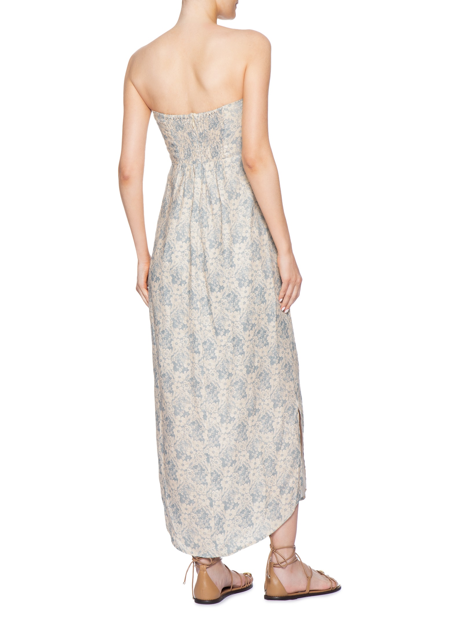Vestido Midi Linho Estampa Melissa Azul Maria Filó