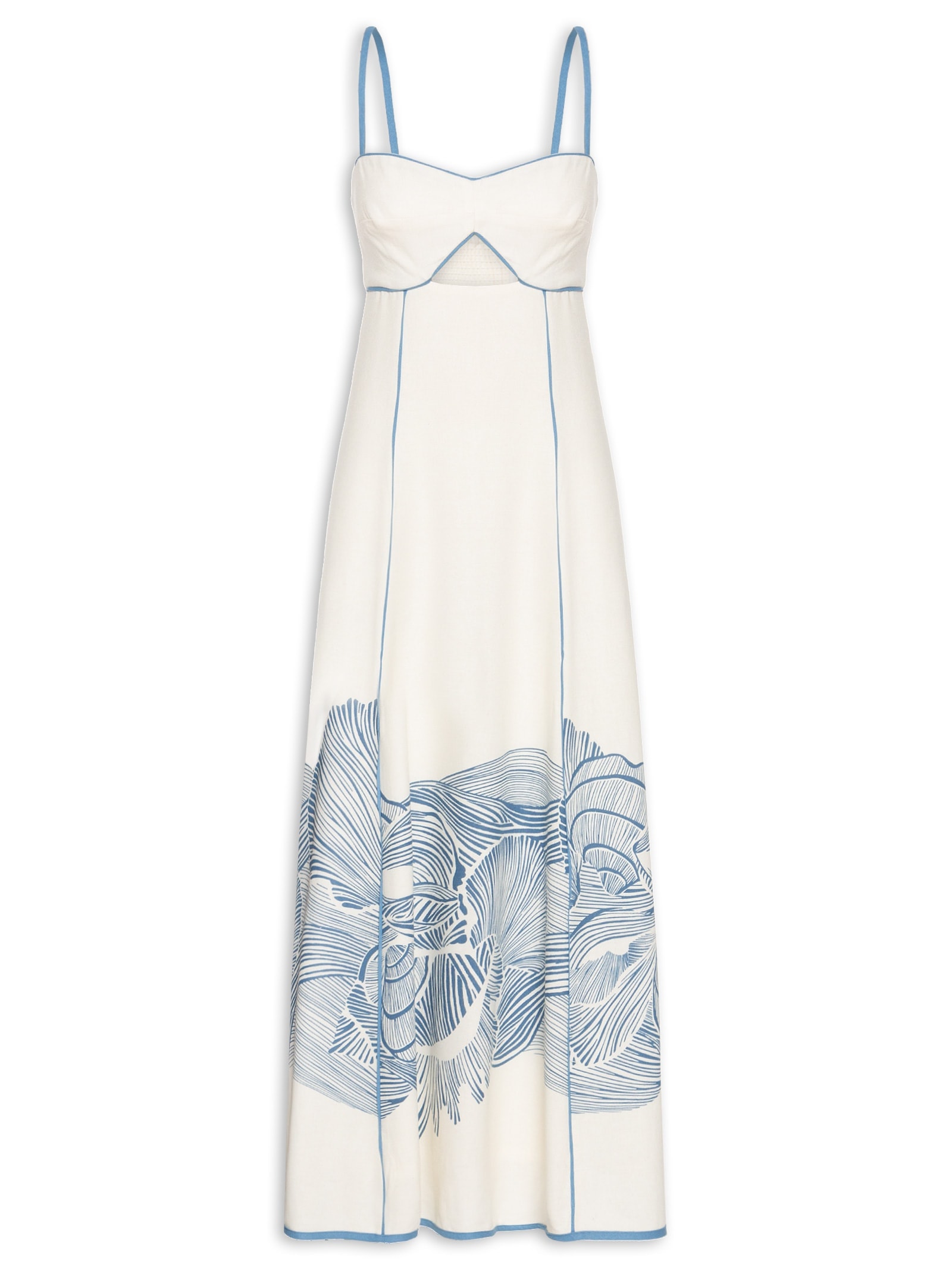 Vestido Midi Linho Estampa Mergulho Branco Dress To