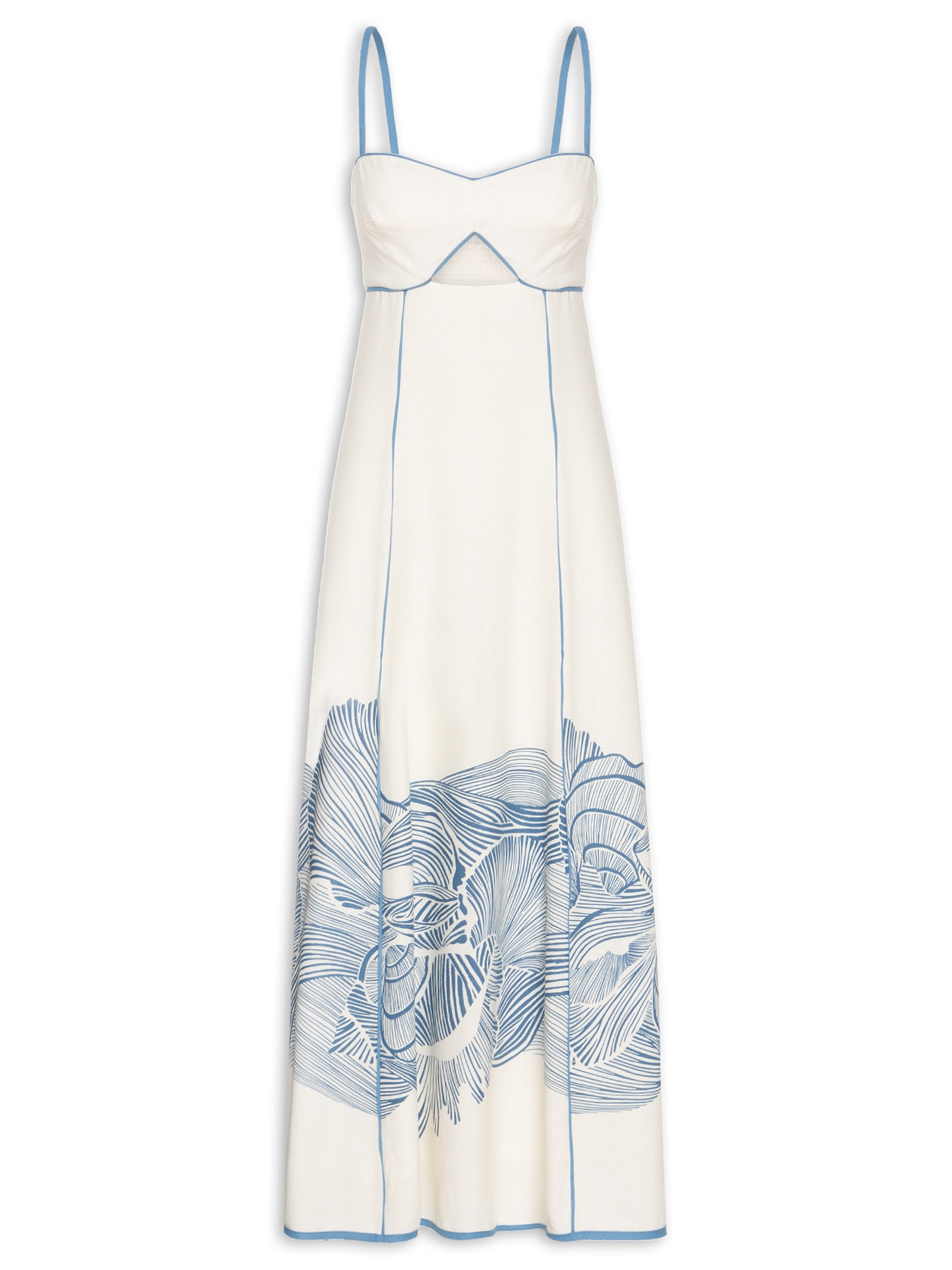 Vestido Midi Linho Estampa Mergulho Branco Dress To