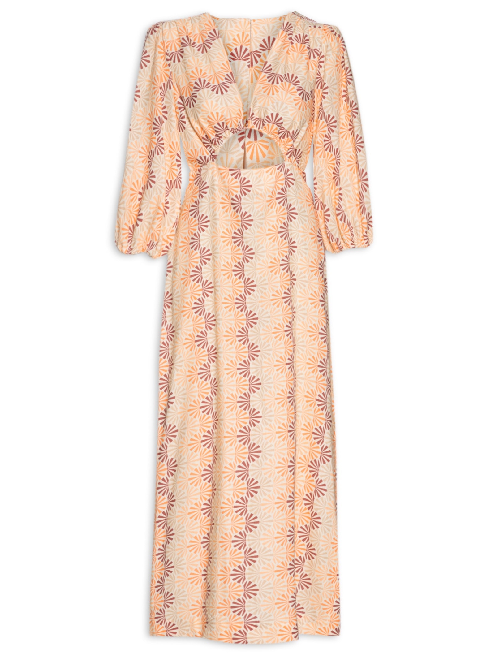 Vestido Midi Linho Estampa Radiante Bege Dress To