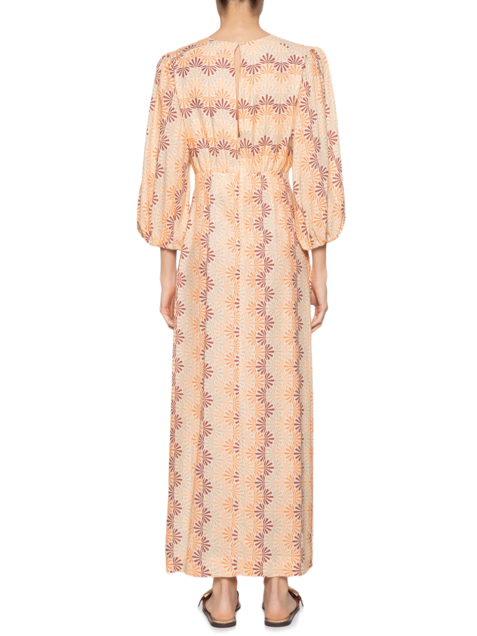 Vestido Midi Linho Estampa Radiante Bege Dress To