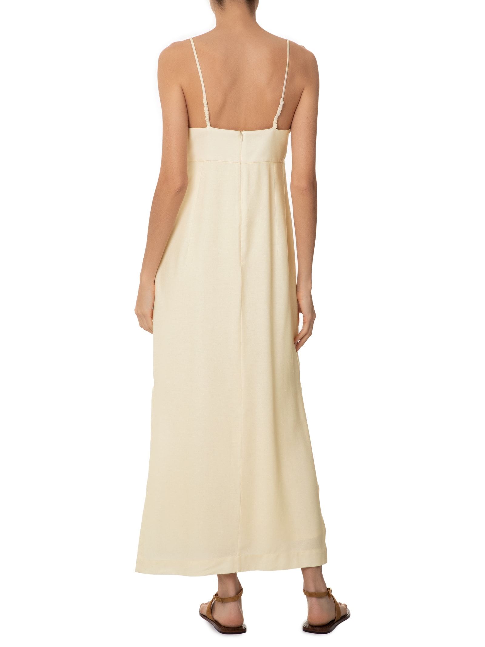 Vestido Midi Linho Estampa Tropicana Bege Dress To