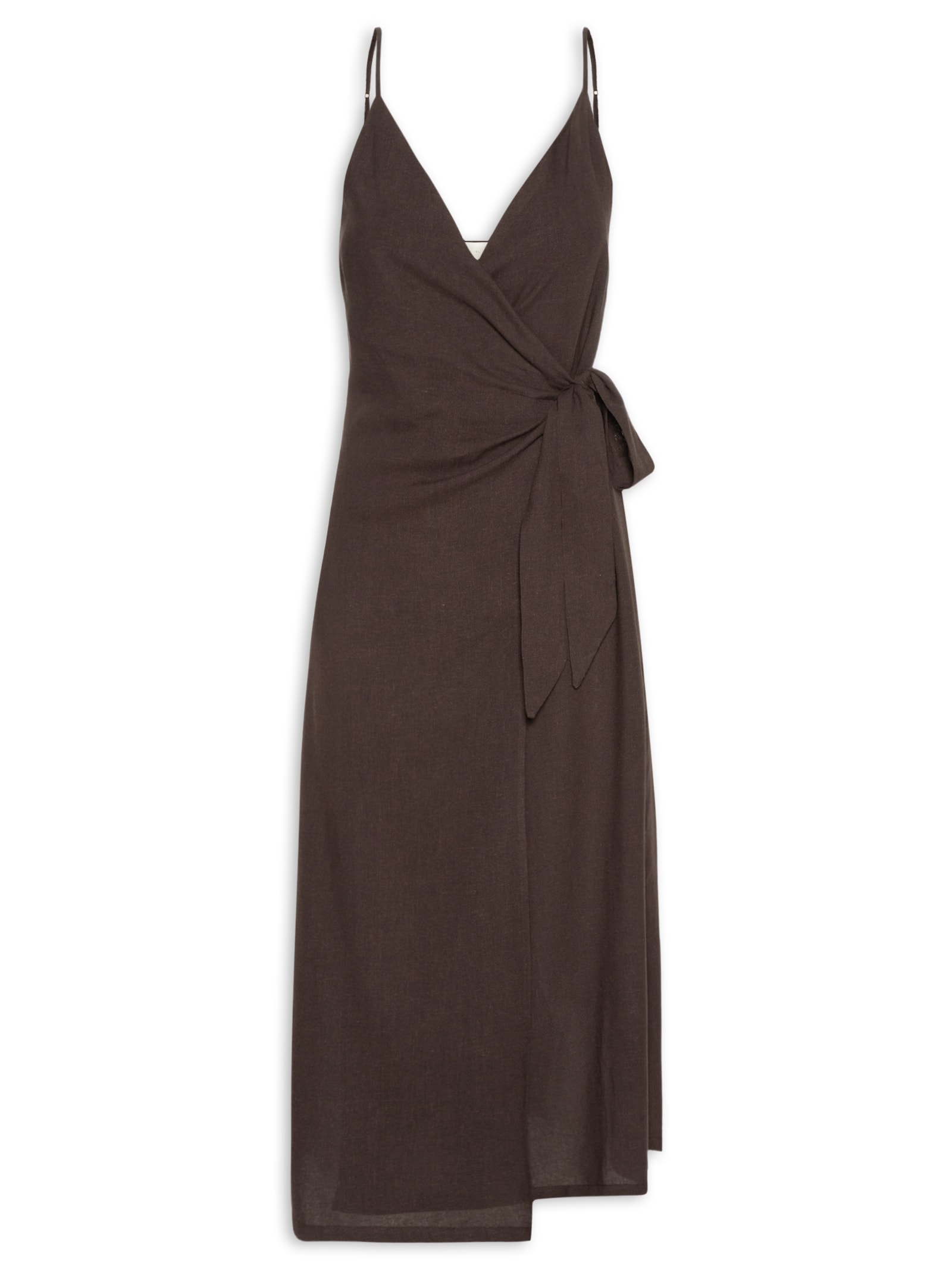 Vestido Midi Linho Marrom Cia Marítima