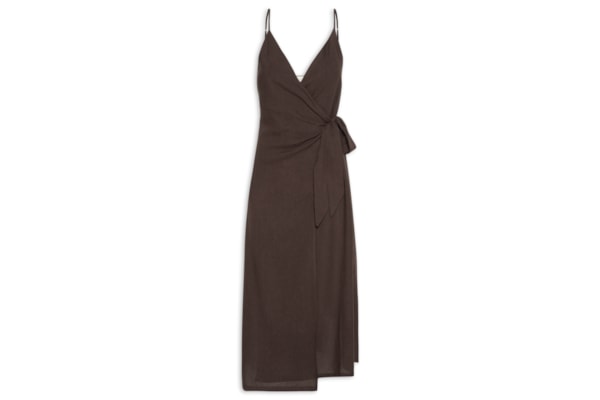 Vestido Midi Linho - Marrom