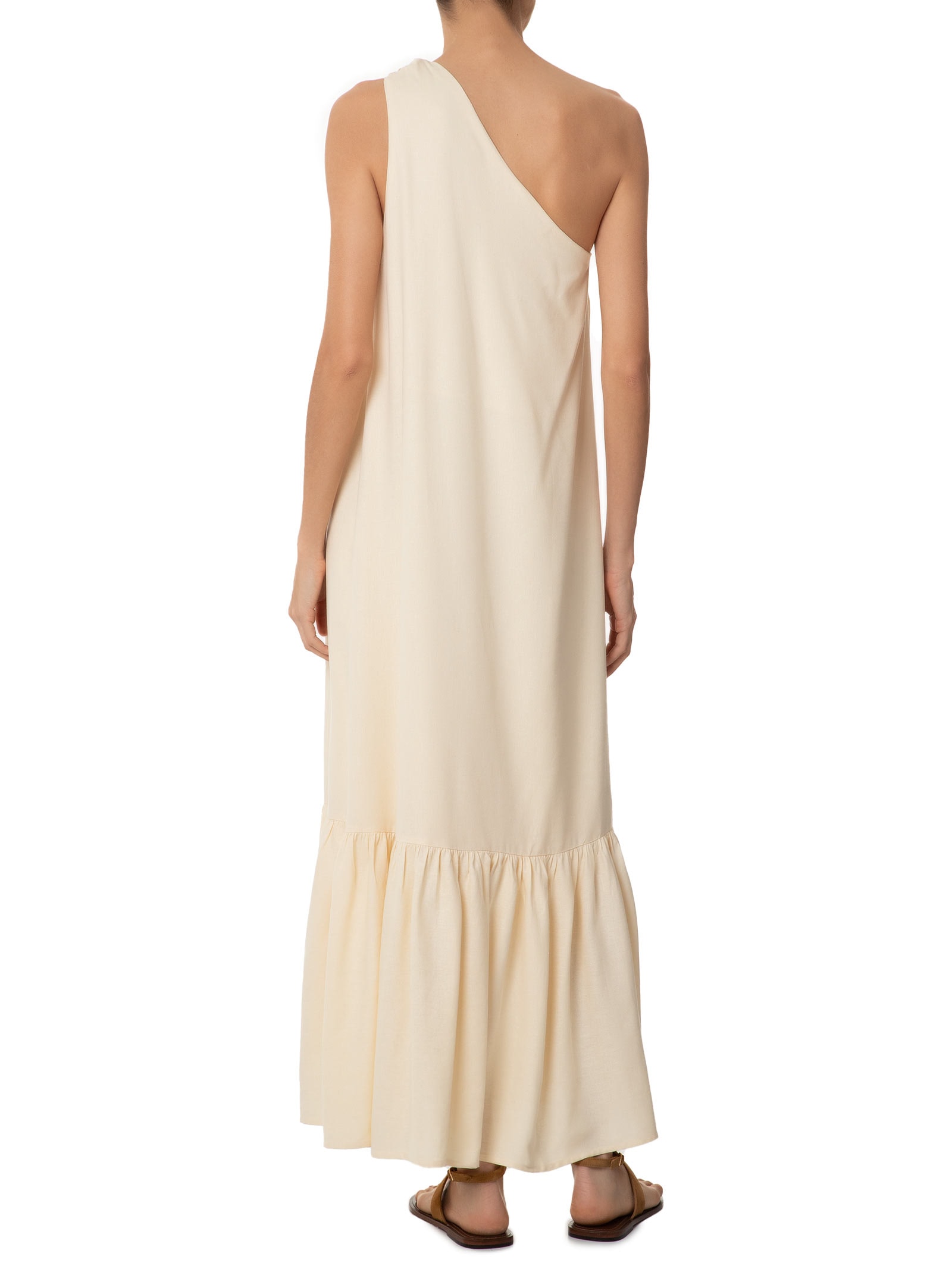 Vestido Midi Linho Ombro Só Bege Dress To