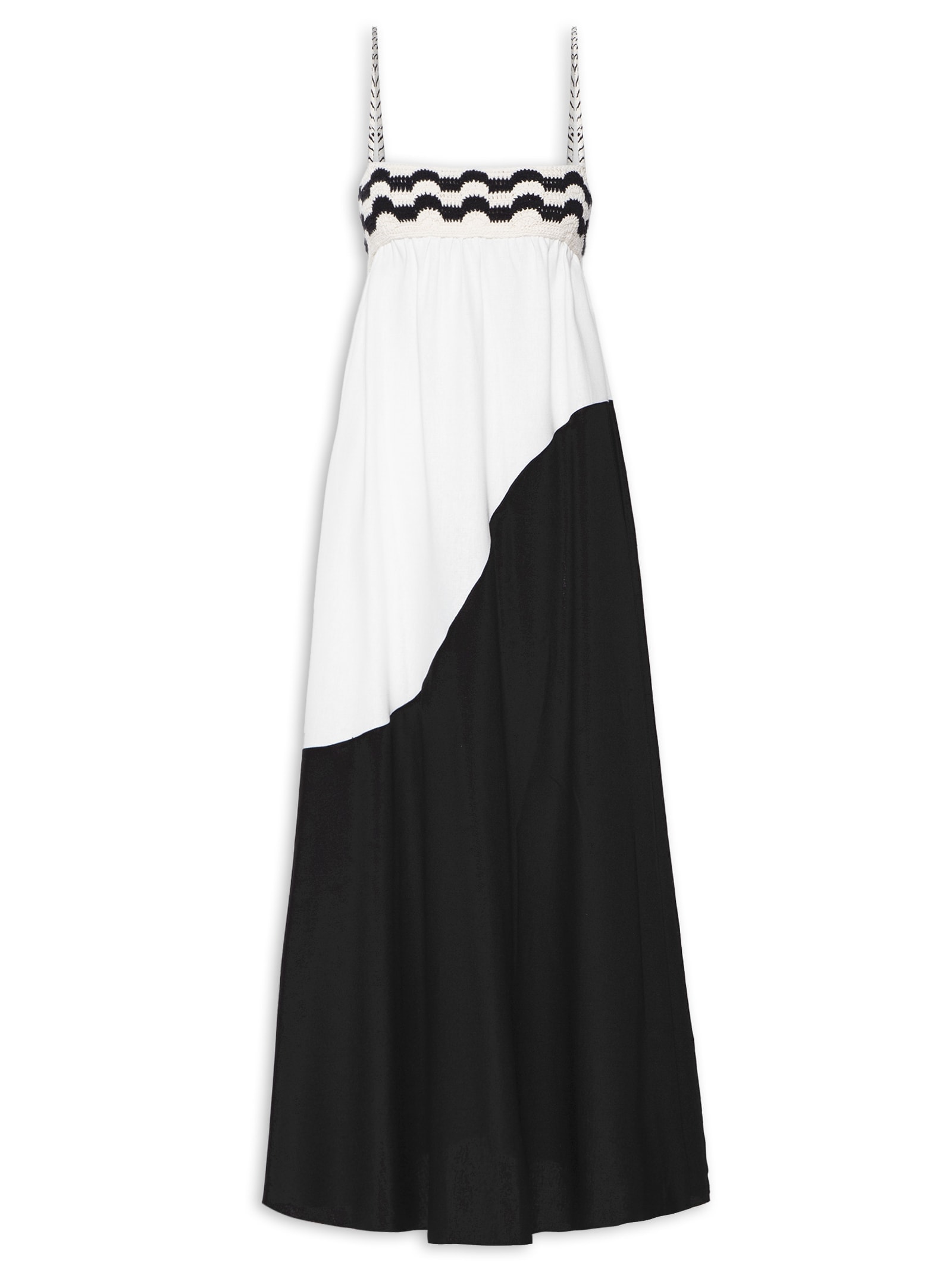 Vestido Midi Linho Pala Crochet Preto Dress To