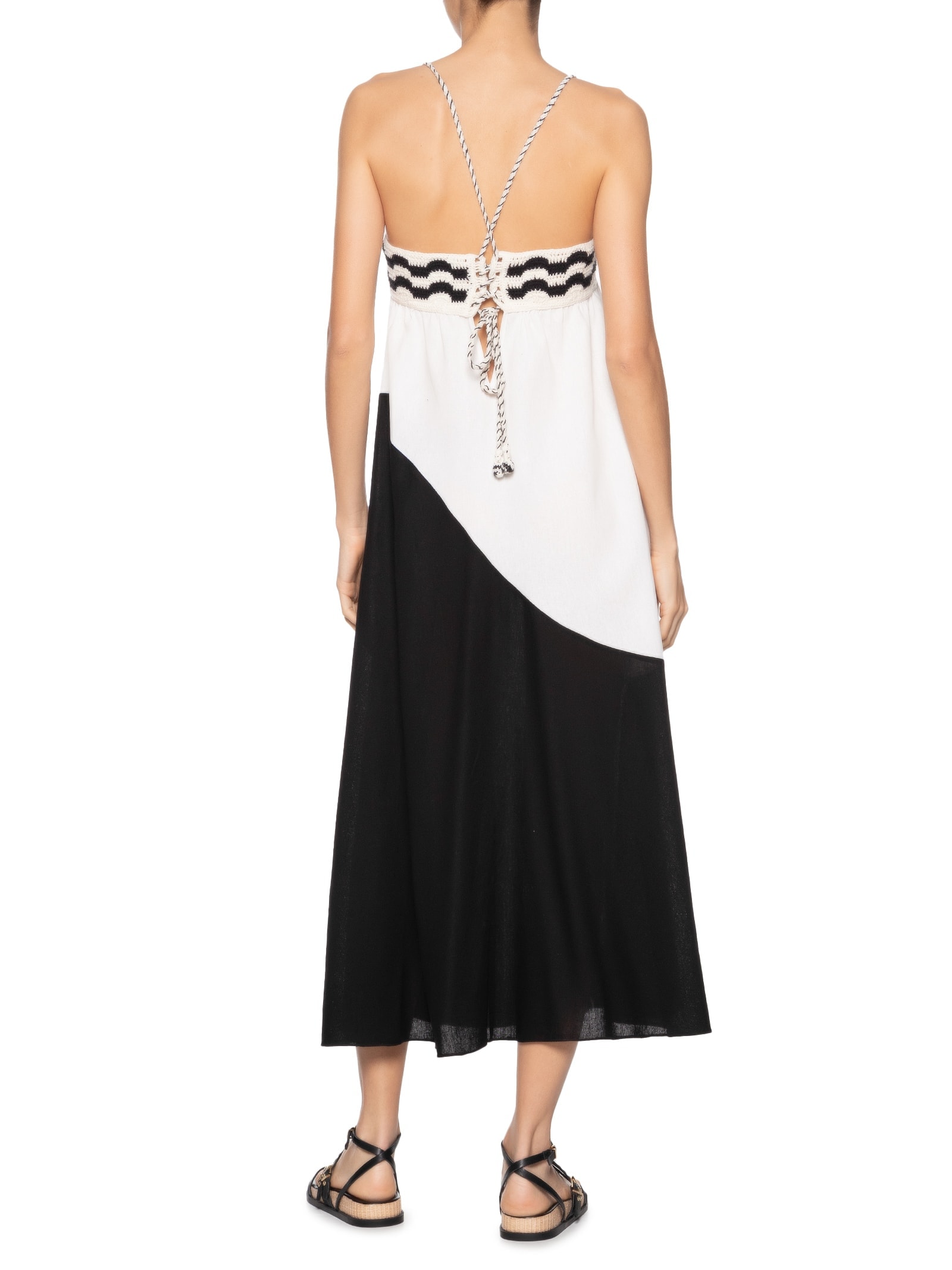 Vestido Midi Linho Pala Crochet Preto Dress To