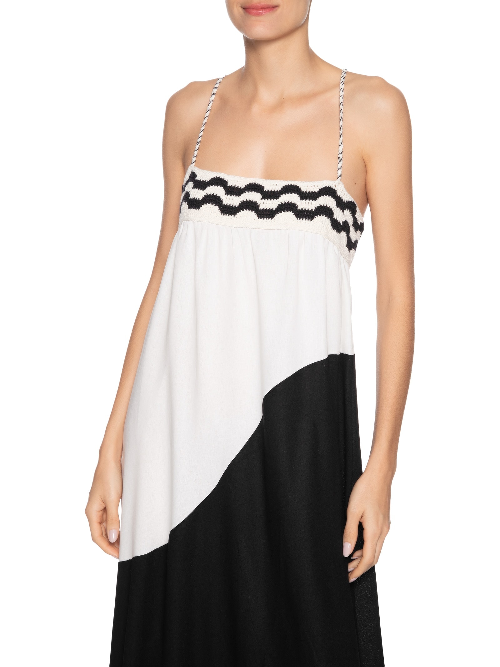 Vestido Midi Linho Pala Crochet Preto Dress To