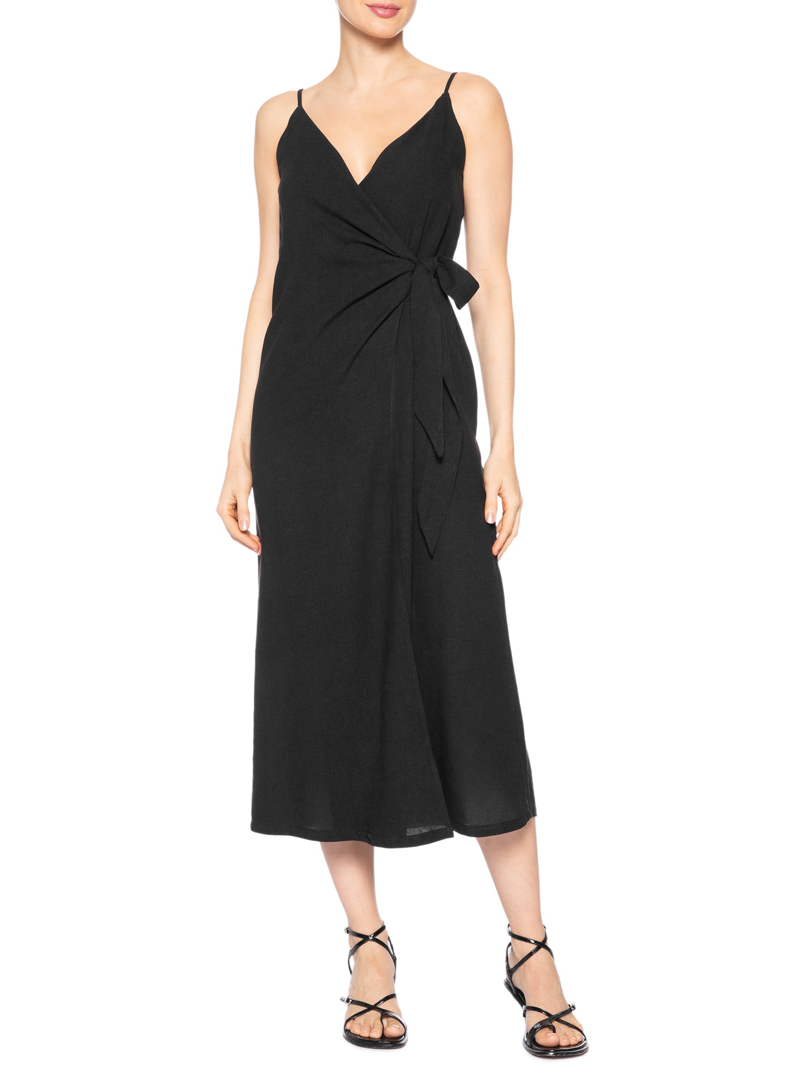 Vestido Midi Linho Preto Cia Marítima