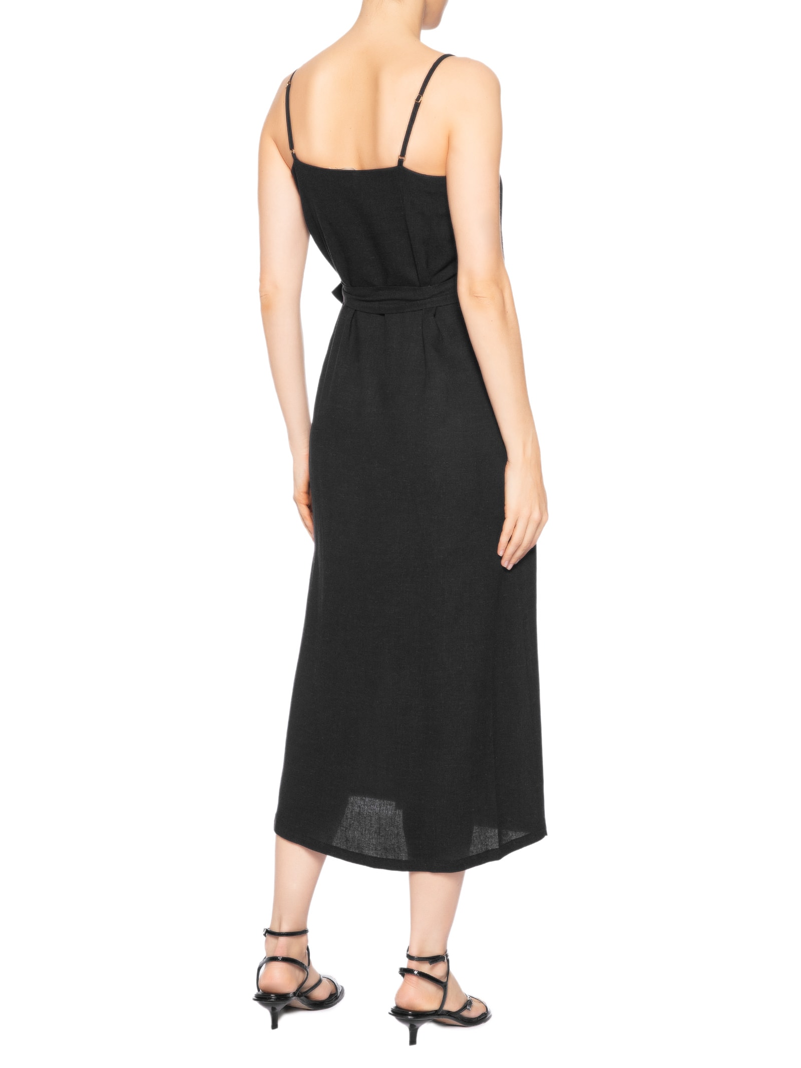Vestido Midi Linho Preto Cia Marítima