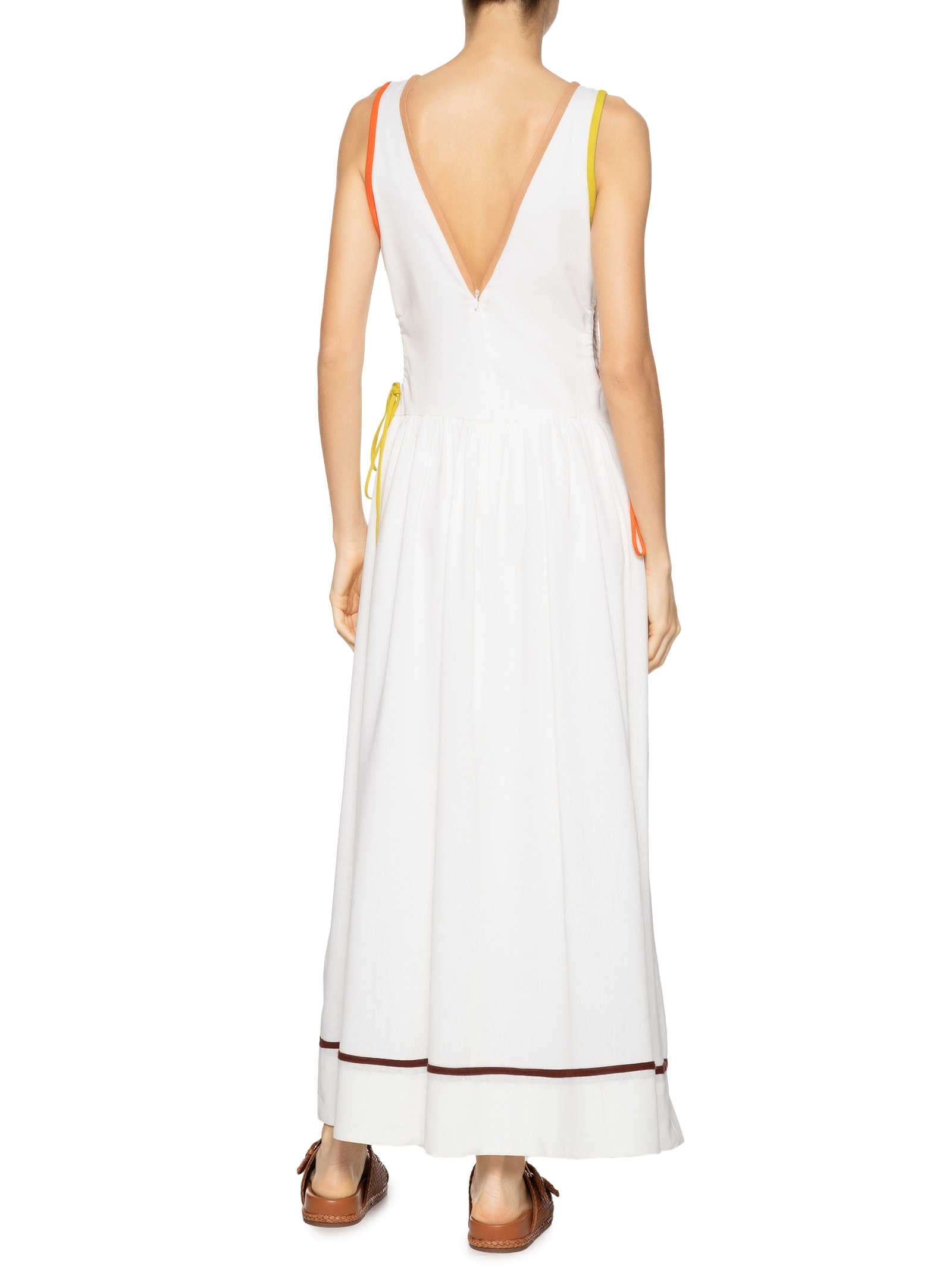 Vestido Midi Linho Vivos Coloridos Off White Dress To
