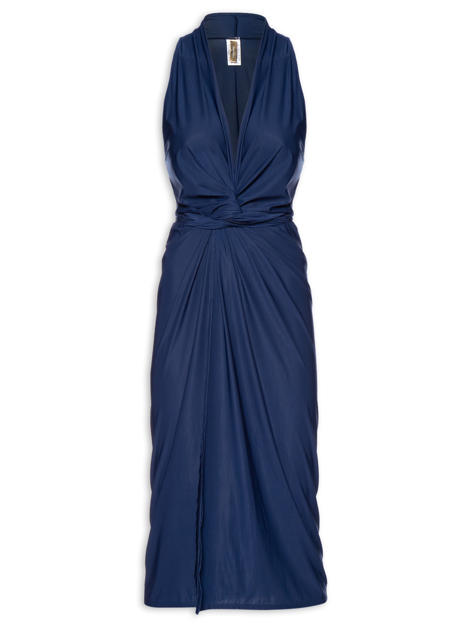 Vestido Midi Liso Azul Cia Marítima