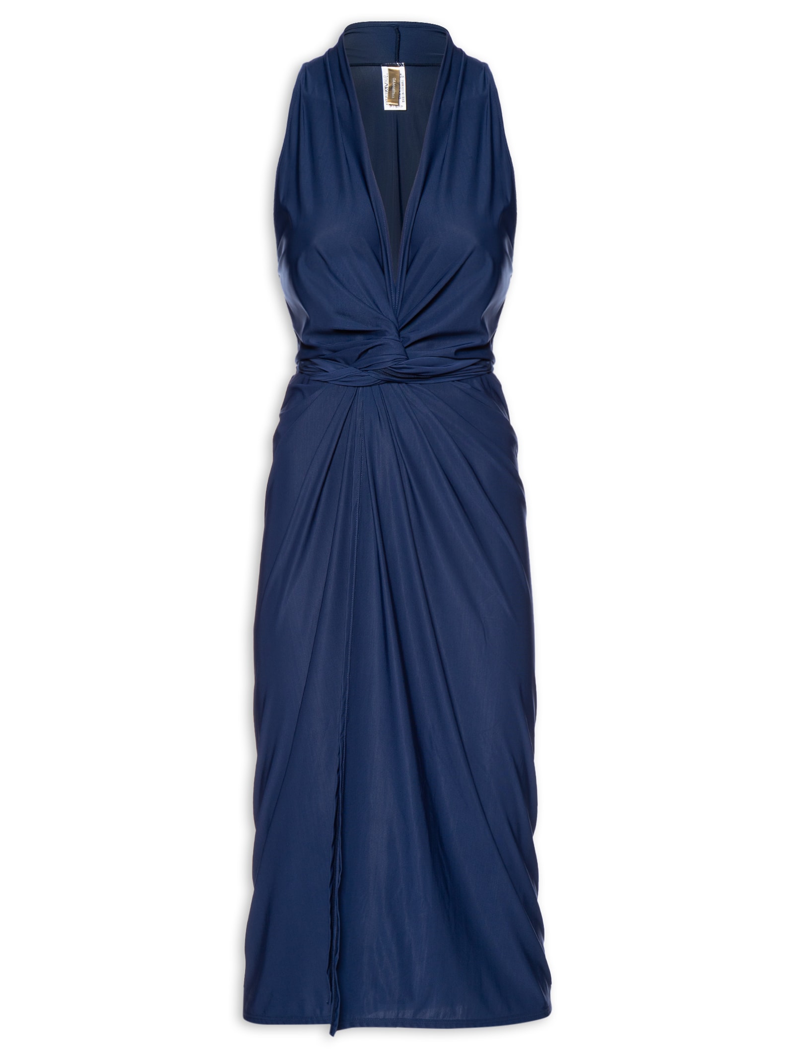 Vestido Midi Liso Azul Cia Marítima