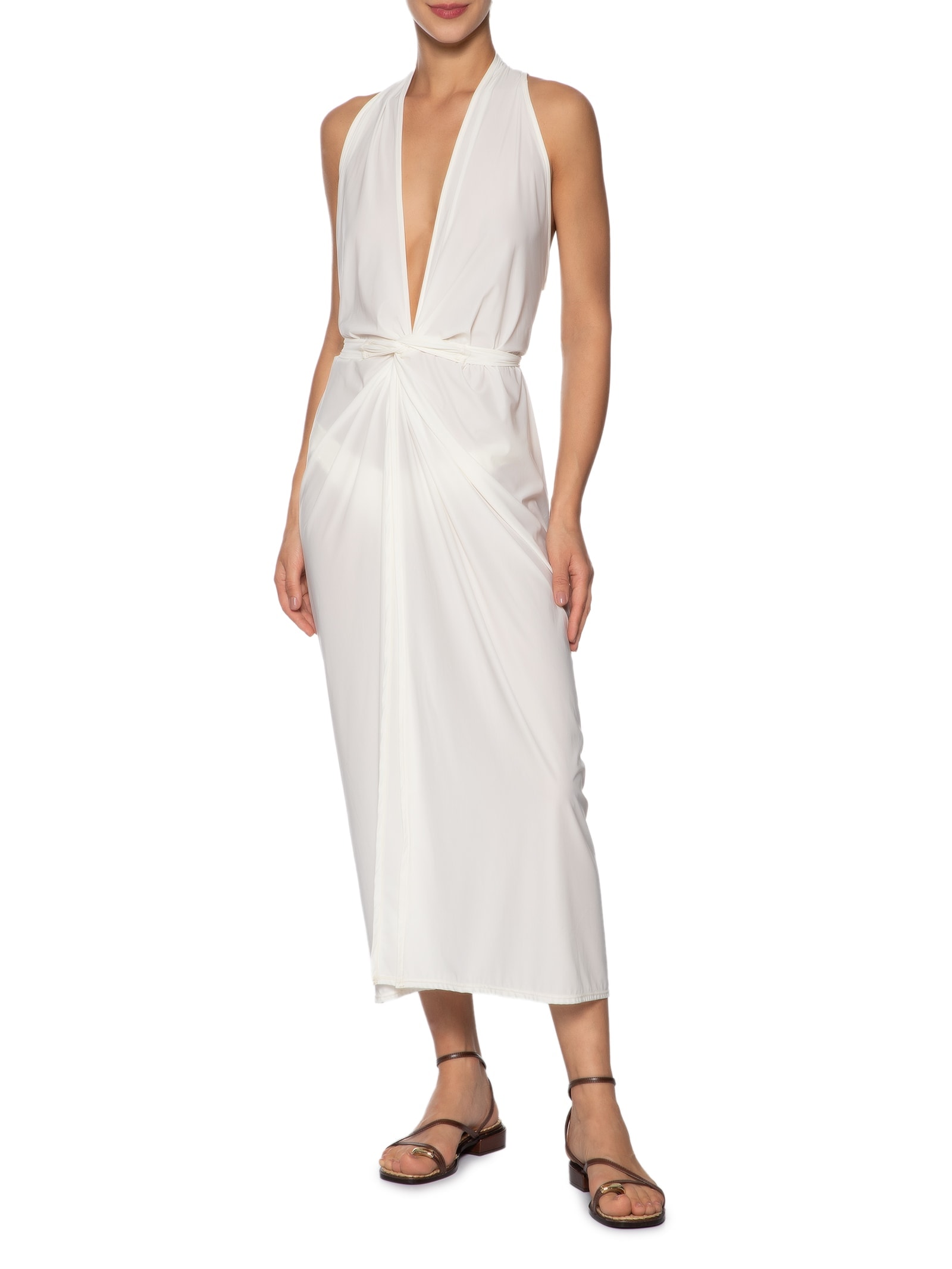Vestido Midi Liso Branco   Cia Marítima