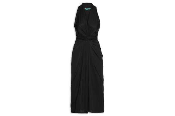 Vestido Midi Liso - Preto