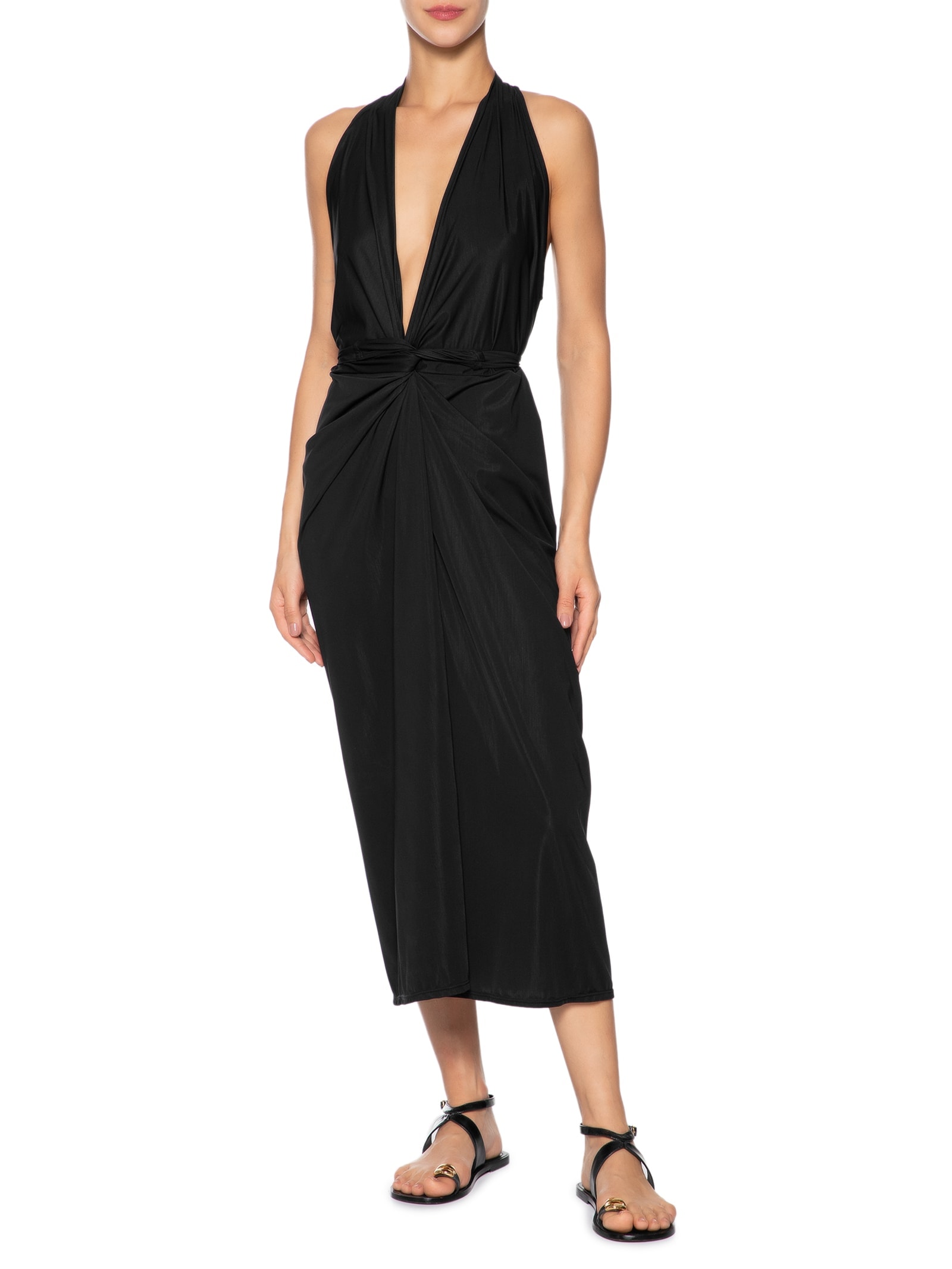 Vestido Midi Liso Preto Cia Marítima